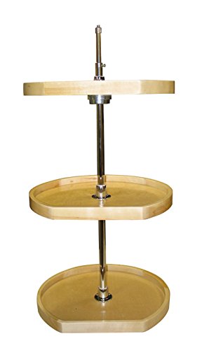 Rev-A-Shelf Premiere D-Shaped Wood Lazy Susan 3-Tier Spinning Shelf Set - 20 Inch Organizer for Kitchen, Pantry, or Bathroom Storage