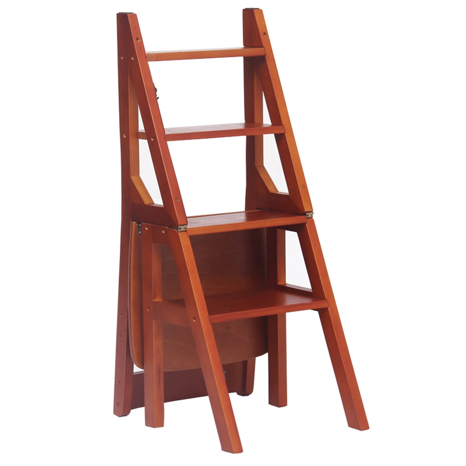 XHALERY Wooden Step Stool Ladder - Foldable Kitchen Step Stool, Heavy Duty Counter Ladder with Non-Slip Steps, 4-Step Safety Stool for Kids & Adults - Perfect for Reaching High Shelves, Kitchen Cabinets and Home Organization