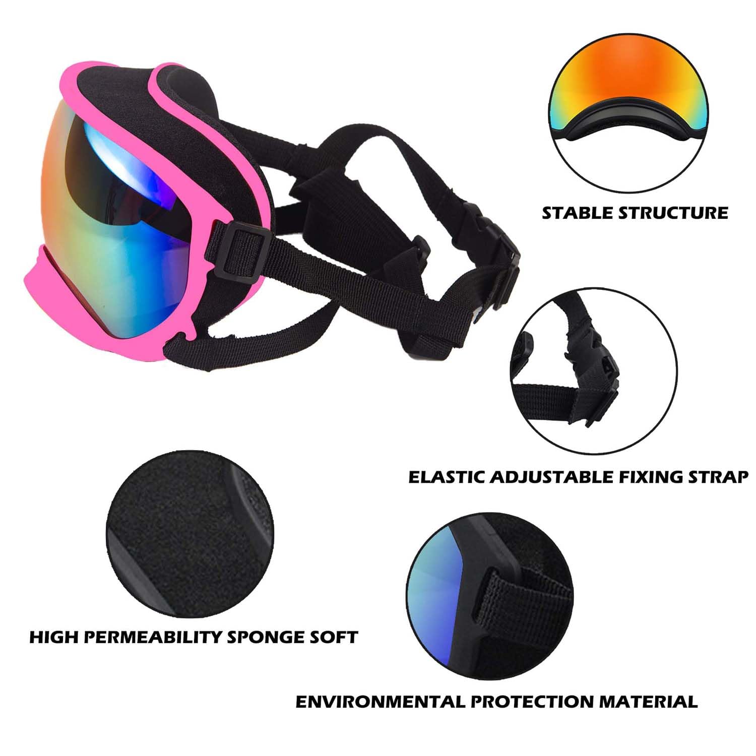UV Protection Small Dog Sunglasses with Adjustable Strap - Winproof Puppy Sunglasses for Small Breeds - Soft Dog Goggles for Eye Protection - Perfect for Sunny Days, Outdoor Adventures & Beach Trips