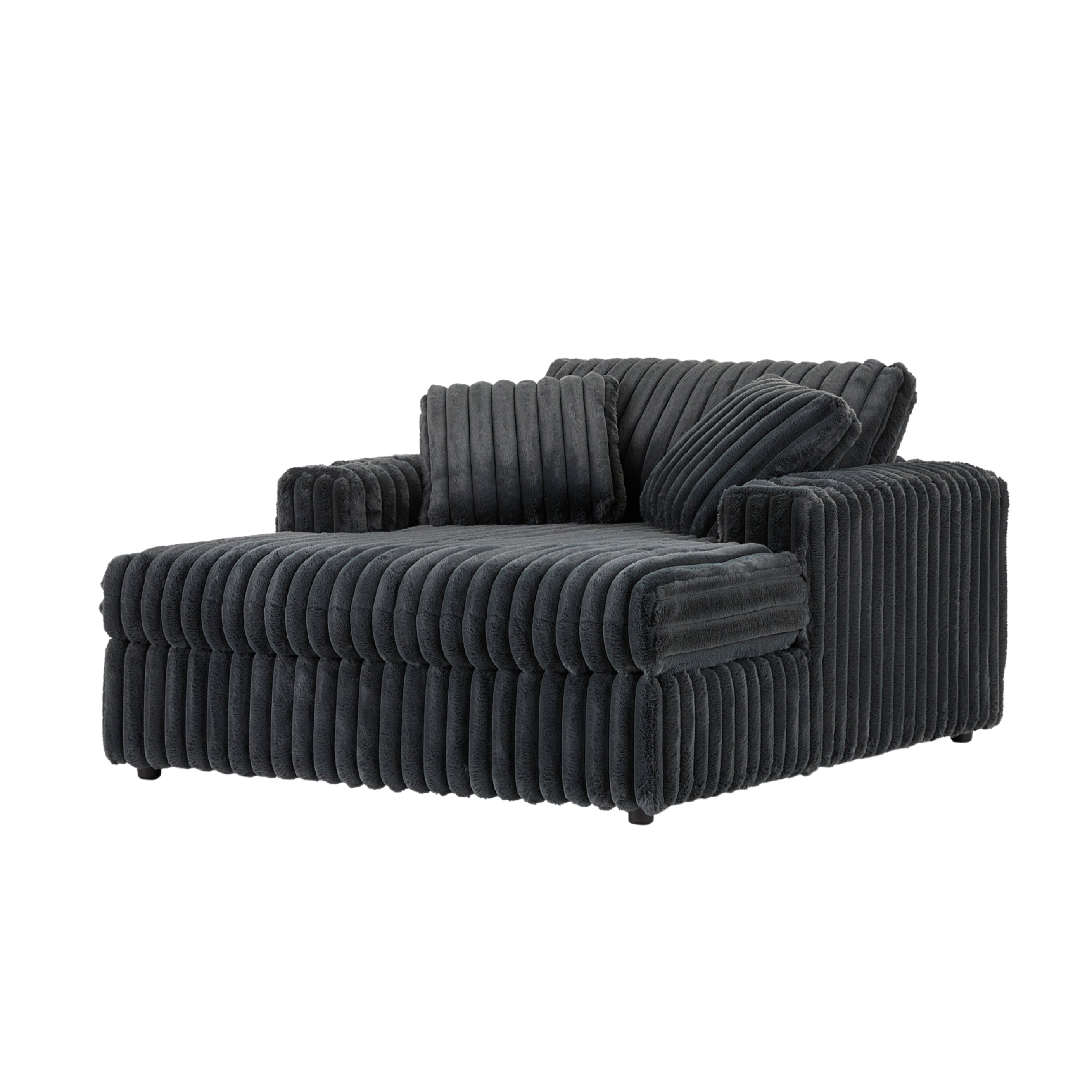 Roundhill Furniture Belvoir Oversized Cuddle Chaise with Cup Holders - Plush Comfort for Living Rooms, Bedrooms & Home Theaters - Perfect for Lounging, Relaxing and Movie Nights