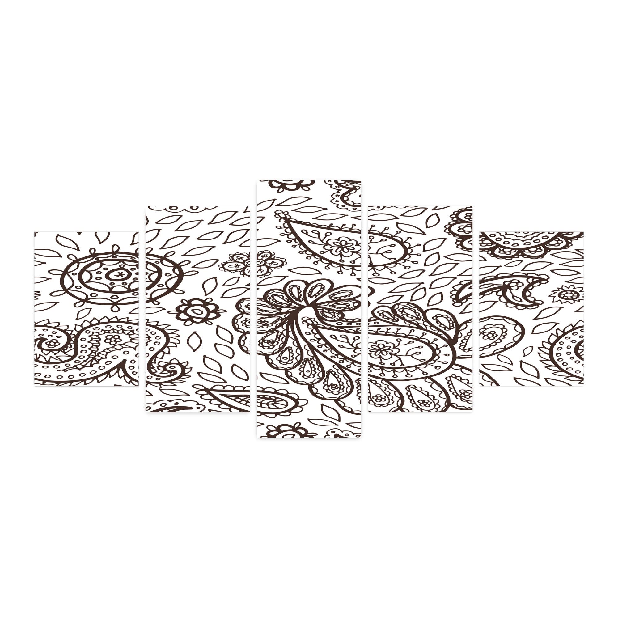 Ambesonne Brown Paisley 5-Panel Acrylic Glass Wall Art Decor - Traditional Floral Tribal Pattern on Plain Background - Modern Home Decor for Living Room, Bedroom, Dorm - 60