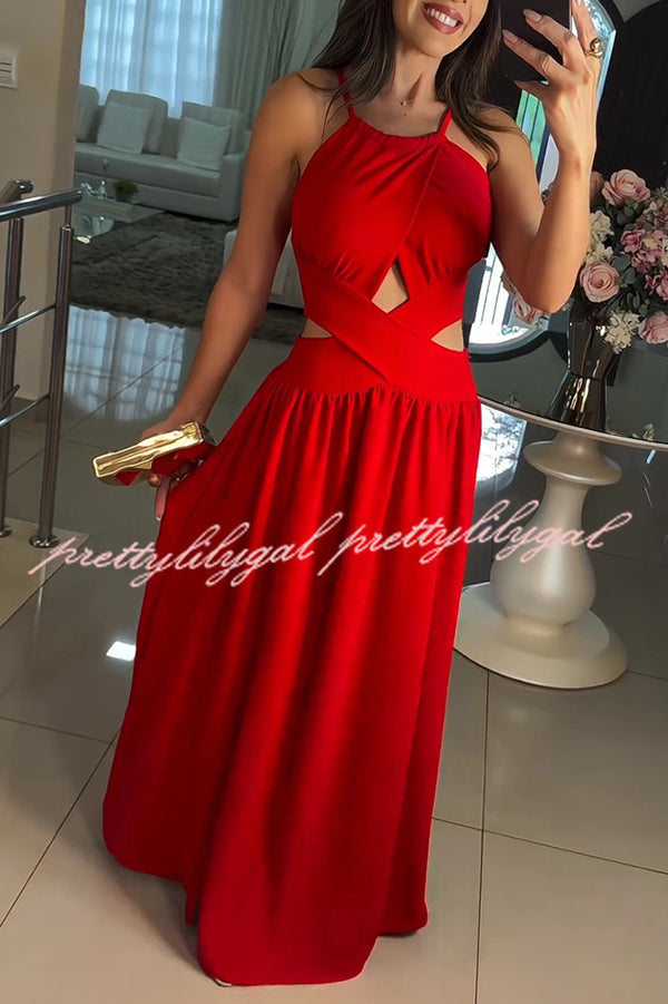 Elegant Solid Color Sexy Cross Tie Backless Maxi Dress for Women - Perfect for Beach Vacations, Summer Parties & Date Nights