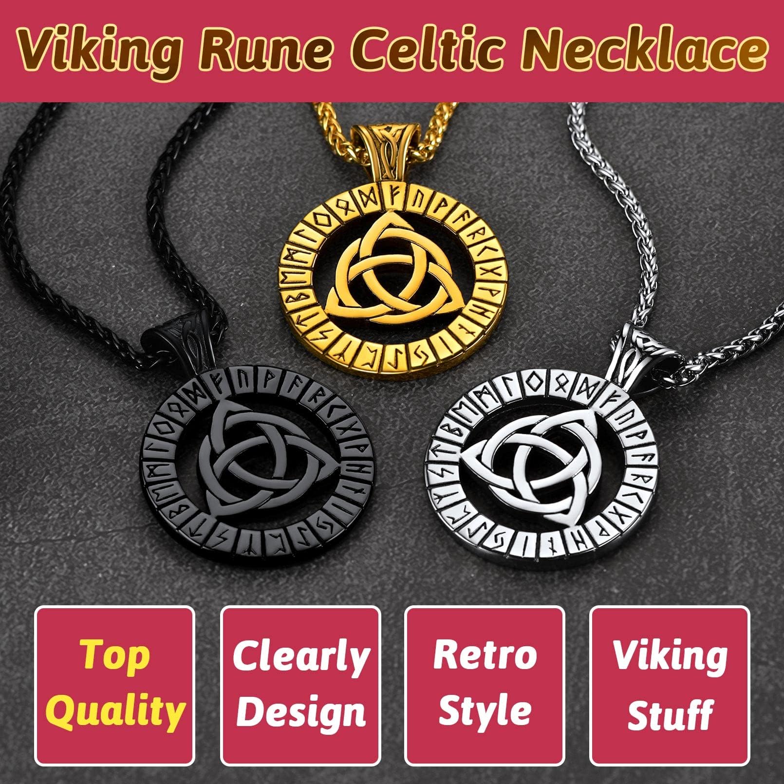 FaithHeart Viking Medal Necklace for Men - Stainless Steel Norse Mythology Pendant with Gift Box | Viking Jewelry for Men, Norse Warrior Necklace, Perfect for Cosplay, Gifts & Viking Enthusiasts