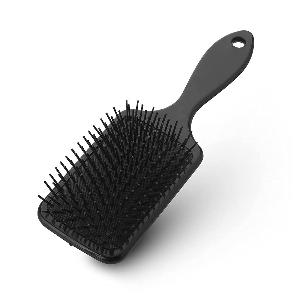 MAPPERZ Large Square Air Cushion Paddle Hair Brush with Ball Tip Bristles - Detangling Brush for Wet & Dry Hair - Ideal for Long, Thick, Curly Hair (Men & Women) - Black - Perfect for Salon Styling & Home Hair Care