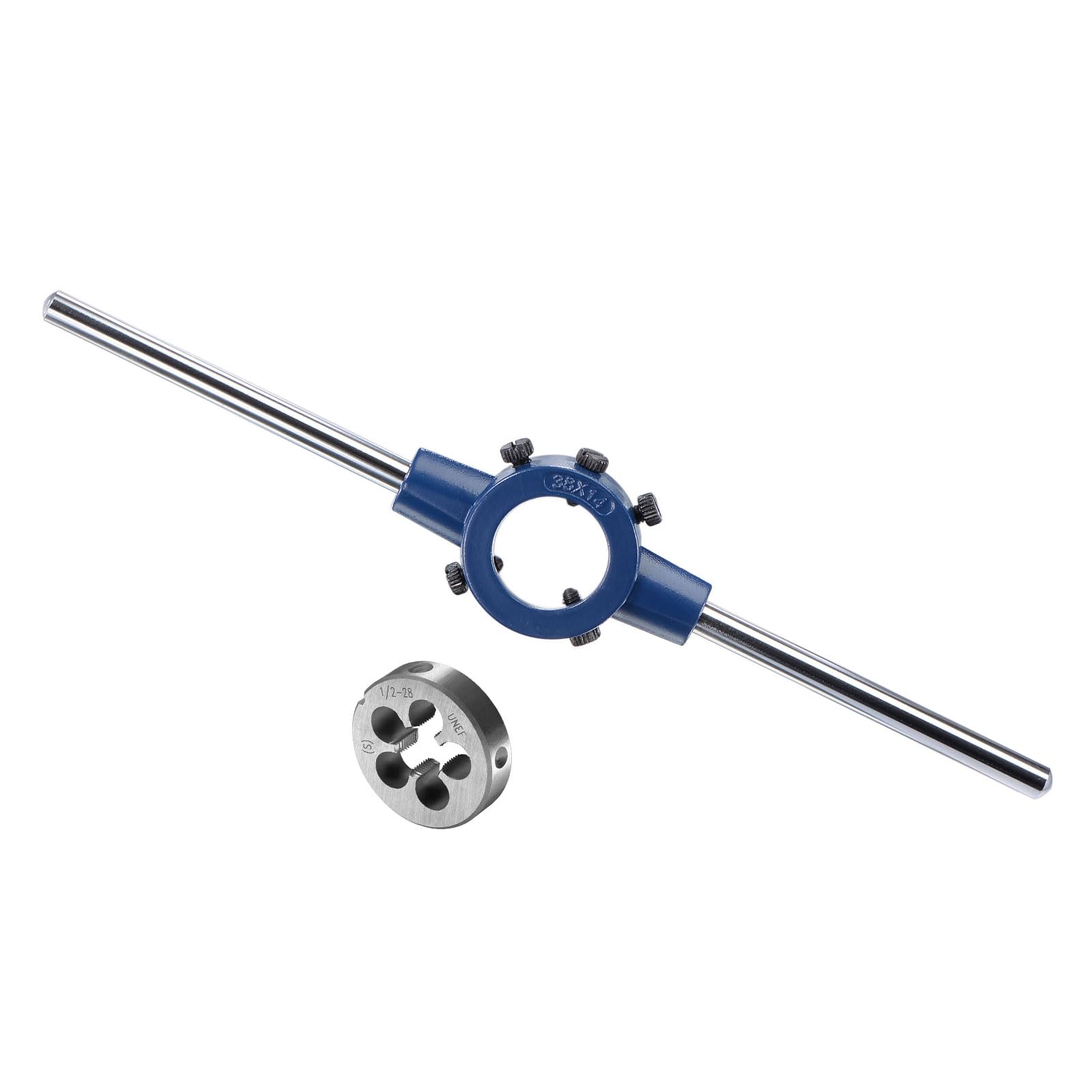1/2-28 UNEF Thread Die Handle Set with 26mm-38mm OD / M12-M16 Die Wrench Tool Kit - Perfect for Thread Repair & Pipe Fitting - Ideal for Plumbing, Automotive, and DIY Projects