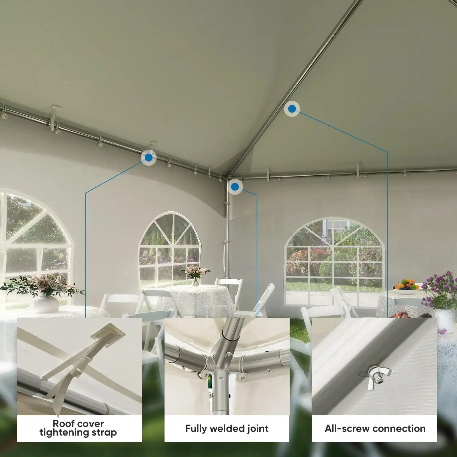 Quictent High Peak Fire Retardant White Party Tent - Waterproof Outdoor Canopy for Weddings, Events & Backyard Gatherings