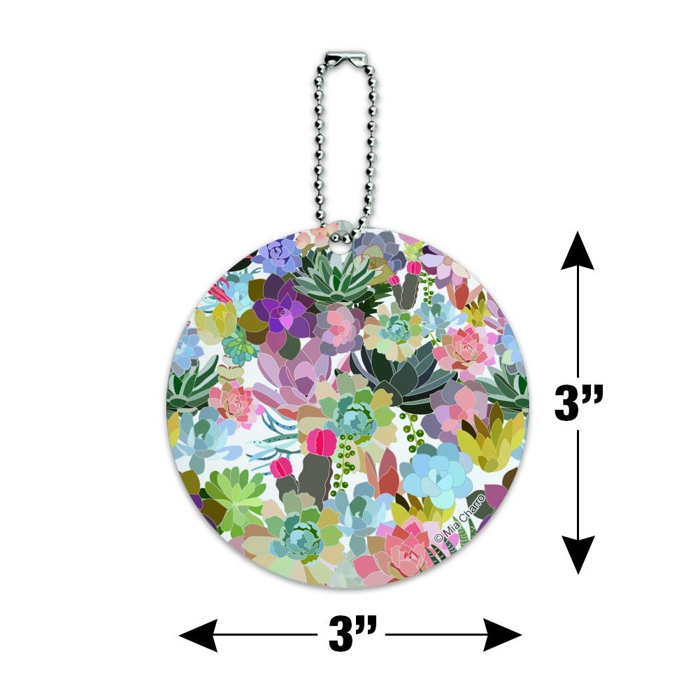 Stylish Succulent Oasis Pattern Round Luggage ID Tag - Durable Suitcase Name Tag for Carry-On Bags - Perfect for Travel, Business Trips & Vacation Identification