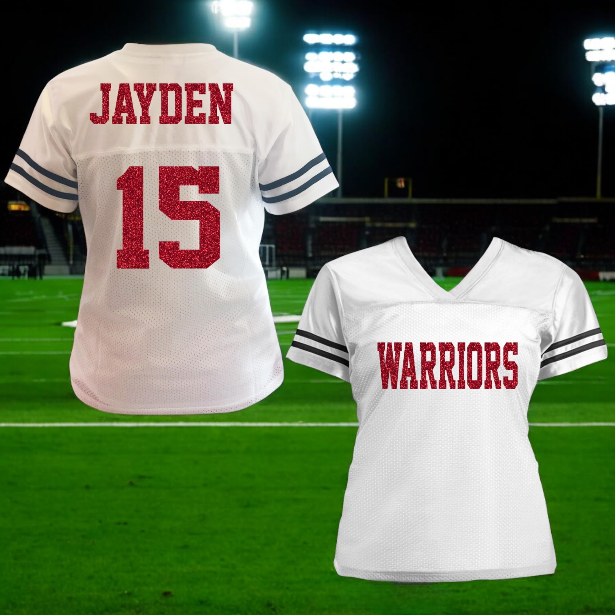 Customizable Glitter Football Jersey Shirt - Royal Blue & White Team Uniform for Sports Games, Fan Events & Cosplay