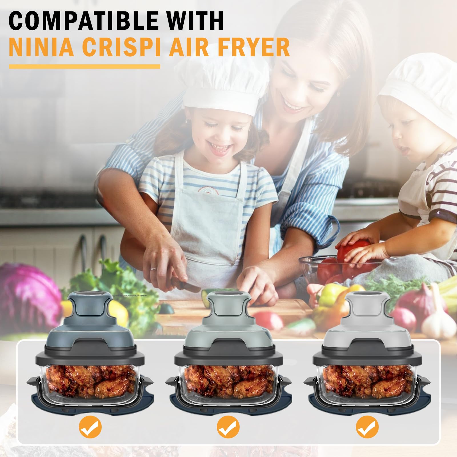 Heat-Resistant Silicone Air Fryer Trivets for Ninja Crispi & Glass Air Fryers - Non-Slip Countertop Protector Mats, Portable Hot Pads for Kitchen Use - Perfect for Baking, Roasting & Air Frying Accessories