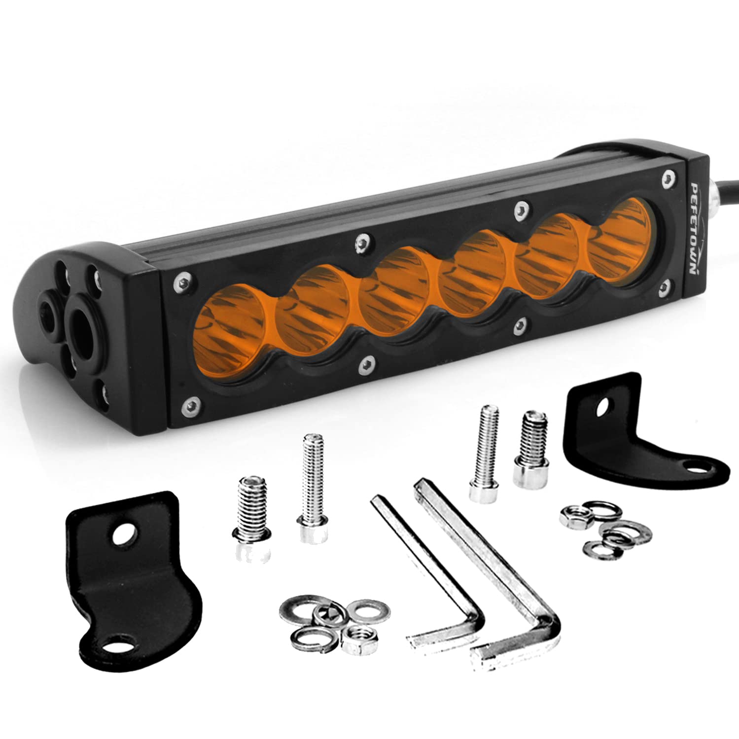 Ultra-Thin 7-Inch 30W Single Row LED Light Bar - 2PCS Super Bright Amber Yellow Spot Driving Fog Lights for Off-Road Vehicles (Jeep, Truck, ATV, UTV, SUV, 4WD) - Perfect for Night Driving & Outdoor Adventures