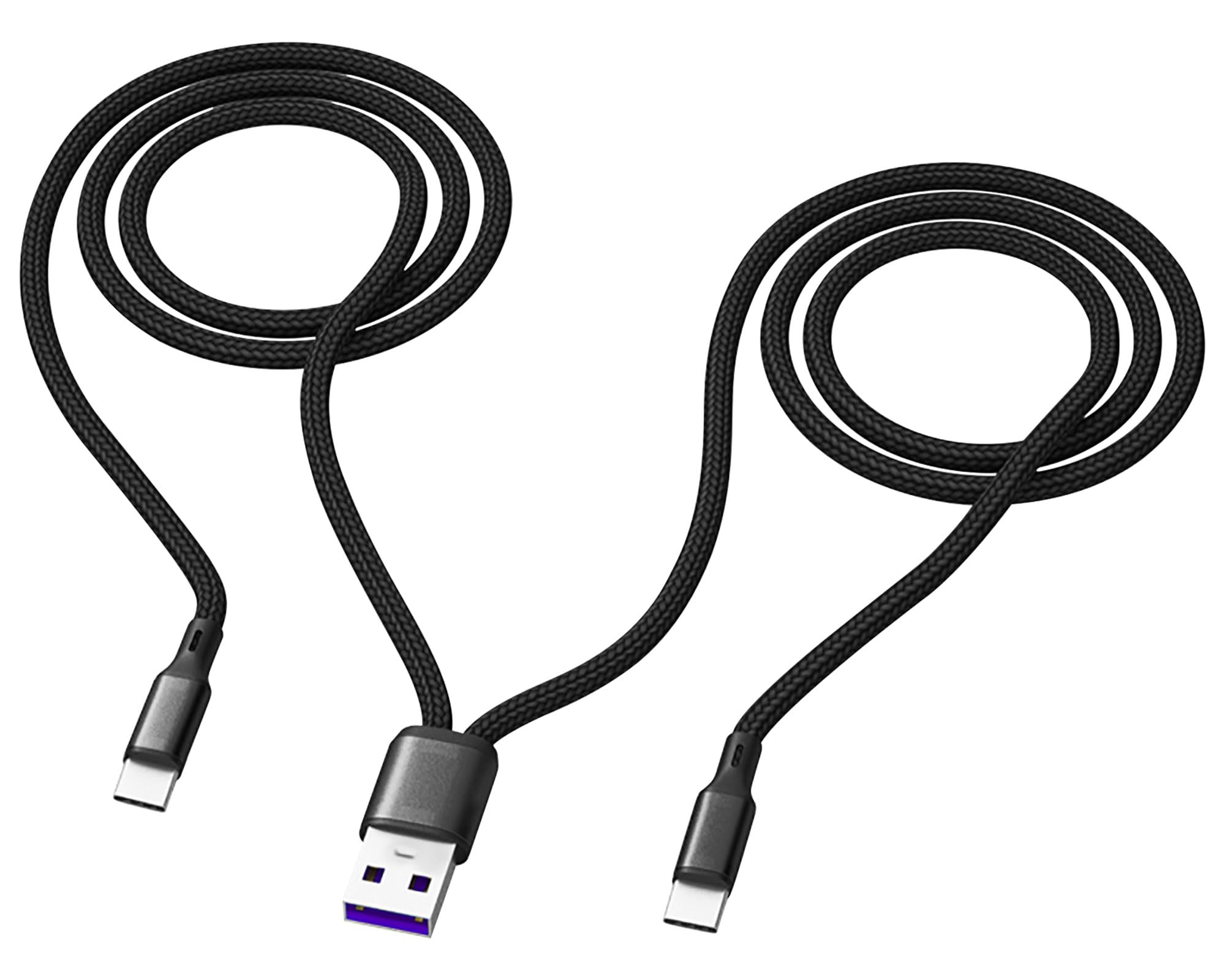 6.6FT Multi USB C Cable - 2 in 1 Type C Charger with 3A Fast Charging, Nylon Braided Dual Splitter (USB A to Double USB C) - Compatible with iPhone 15, iPad Pro/Air, Samsung Galaxy S24/S23/S22, Google Pixel, Android Phones - Perfect for Home, Office & Travel Charging