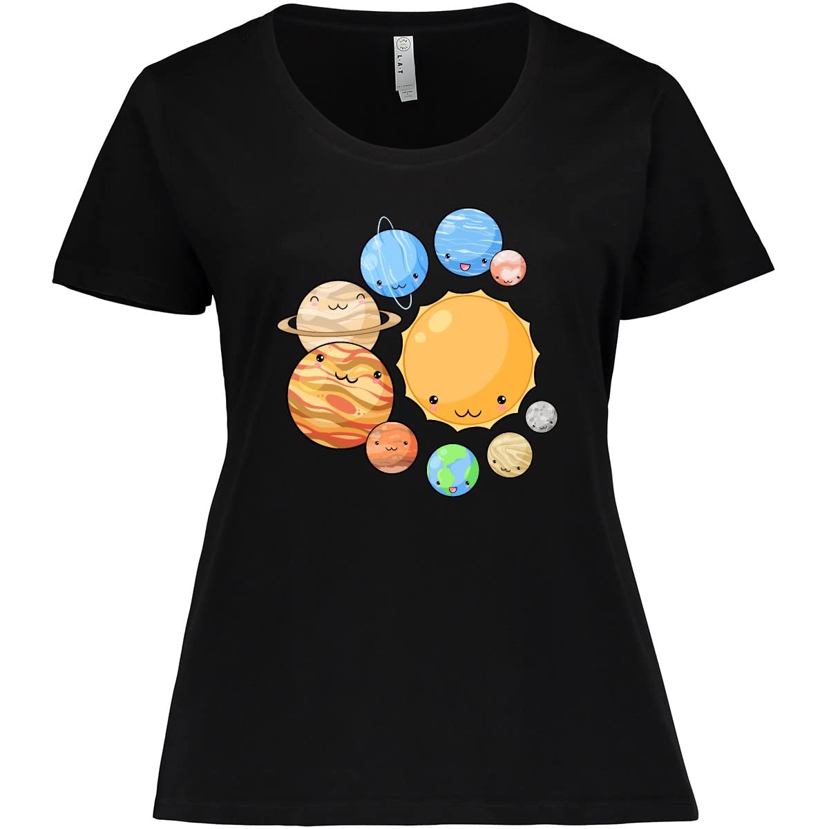 Inktastic Cute Sun and Planets Women's Plus Size T-Shirt - Soft & Comfortable Graphic Tee for Casual Wear, Space Lovers & Astronomy Fans - Perfect for Everyday Outfits, Gifts & Lounge Wear