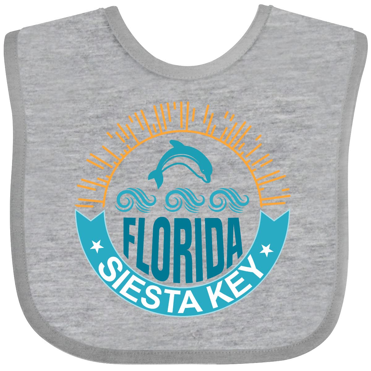 Inktastic Siesta Key Florida Beach Vacation Baby Bib - Soft & Absorbent for Messy Eaters - Perfect for Beach Trips, Family Outings & Daily Feeding