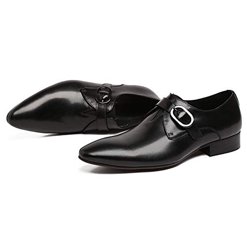 Premium Men's Business Leather Dress Shoes - Classic Buckle Monk Strap Formal Shoes for Wedding, Banquet & Office (Genuine Cowhide, Black, Size 43/UK 8.5/US 9) - Perfect for Business Meetings, Formal Events & Professional Occasions