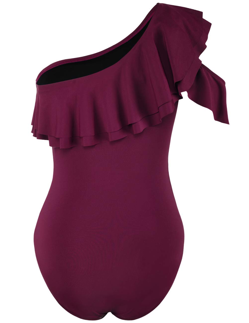 Hilor Women's One Shoulder Asymmetric One Piece Swimsuit Ruffled Bathing Suit - Sexy Beachwear for Pool, Vacation & Summer Fashion