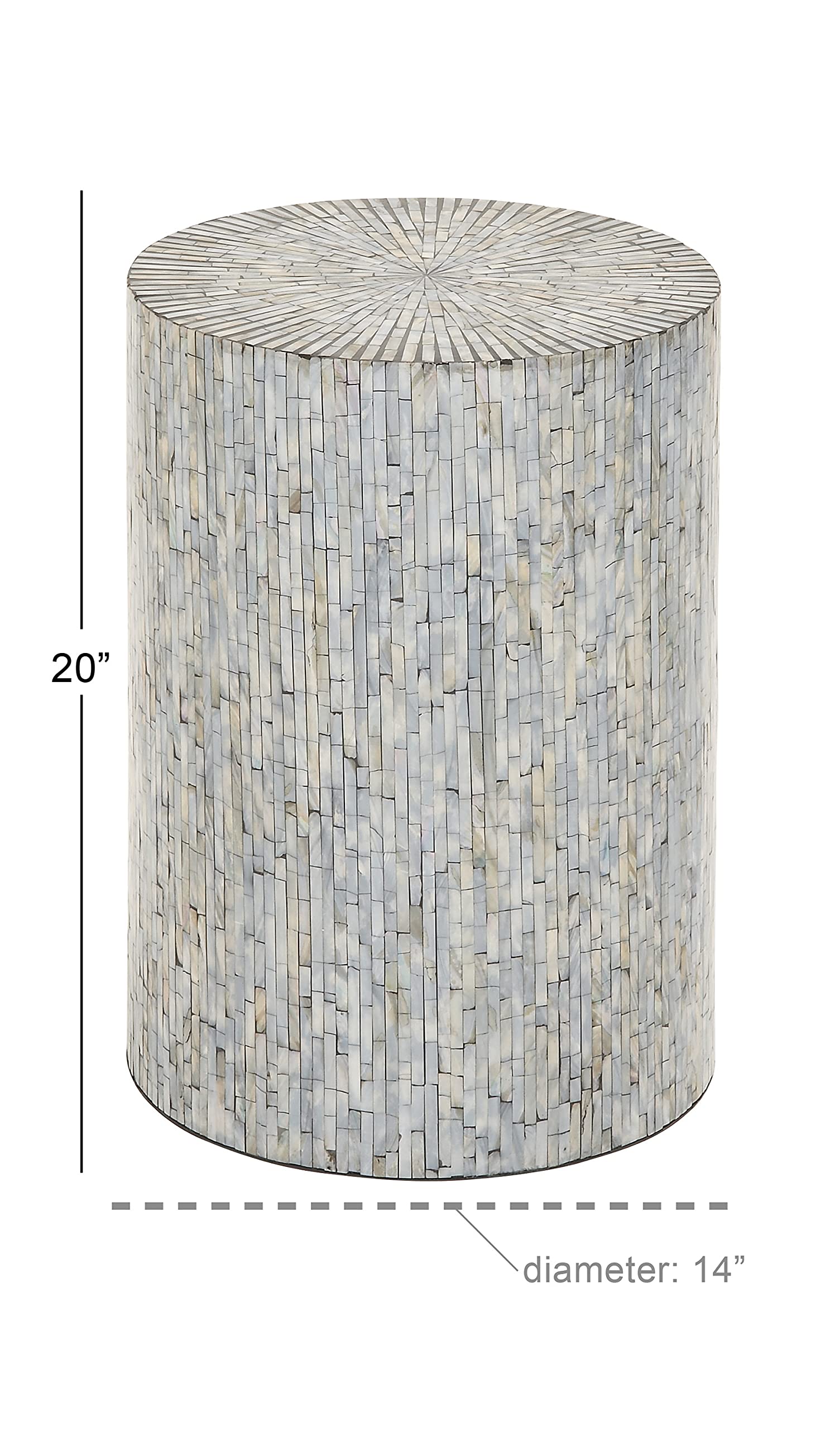 Handmade Mother of Pearl Shell Mosaic Accent Table - Light Blue Side Table 14