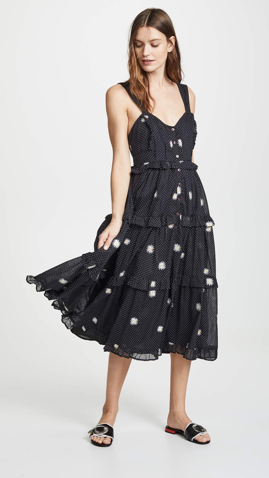 Free People Women's Daisy Chain Midi Dress - Floral Print Bohemian Summer Dress for Beach, Vacation & Casual Wear