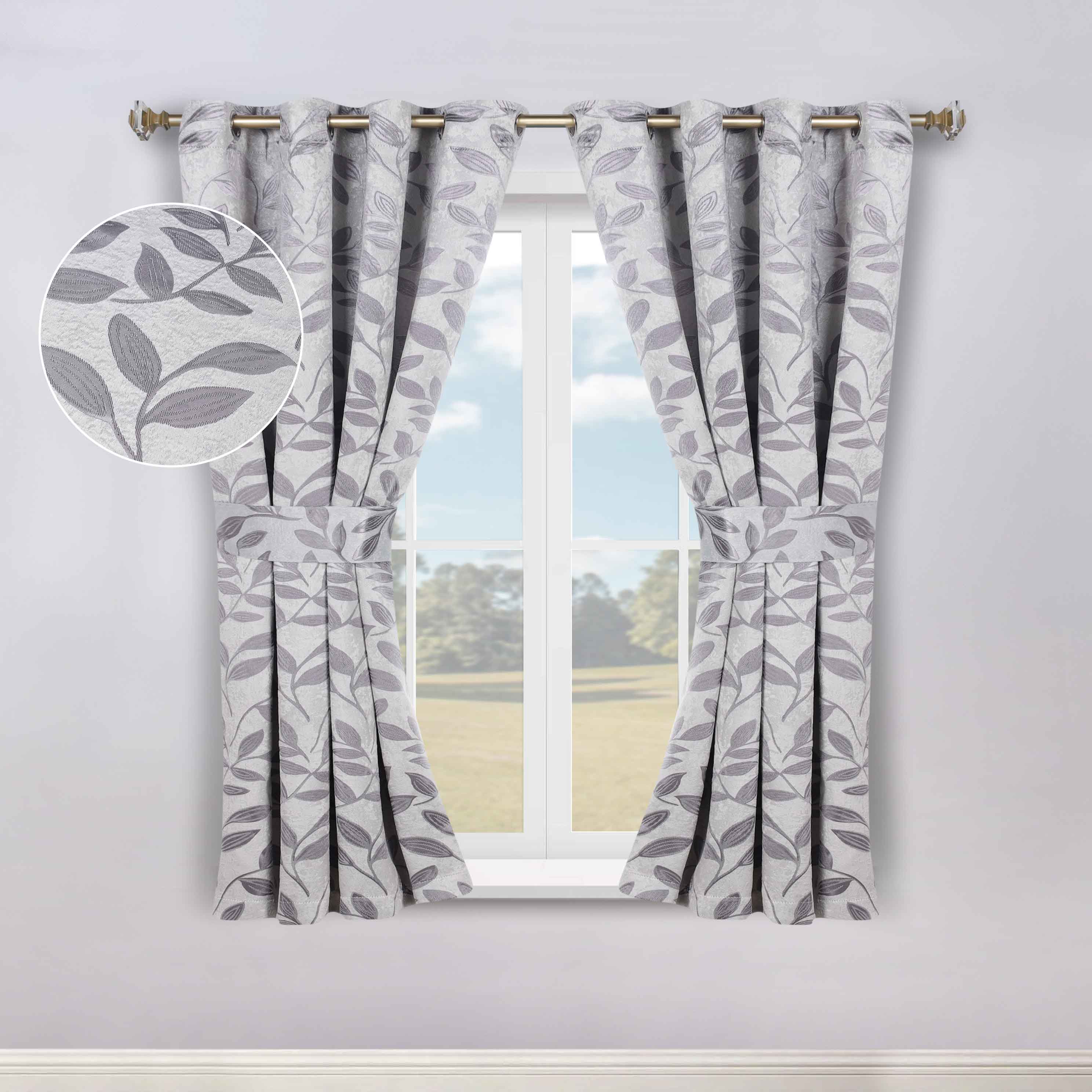 Blackout Curtains for Bedroom - Set of 2 Panels, 100% Room Darkening Thermal Insulated Drapes with Leaves Pattern - Perfect for Nursery, Home Theater & Light Sleepers
