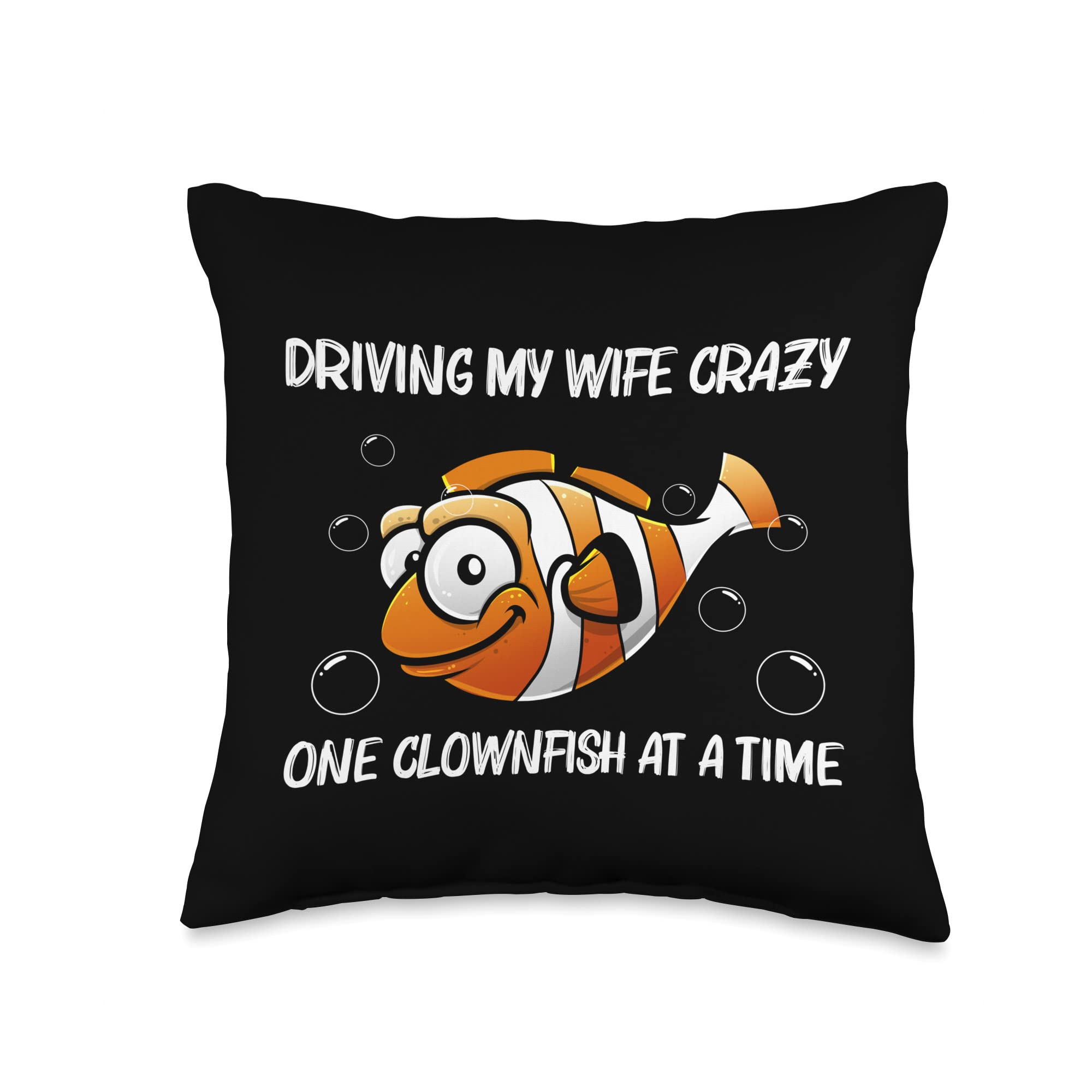 Colorful Clownfish Throw Pillow 16x16 - Ocean Theme Decor for Men & Dads