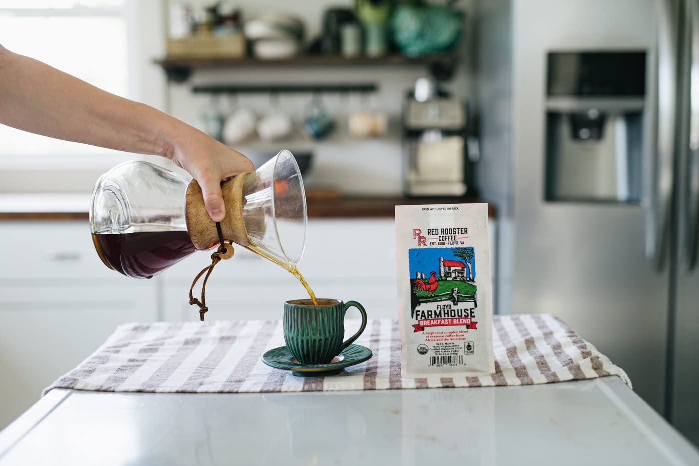 Organic Red Rooster Coffee Roaster - Farmhouse Breakfast Blend Whole Bean Coffee, 5 Pound Bag | Perfect for Home Brewing, Office Use & Gifts