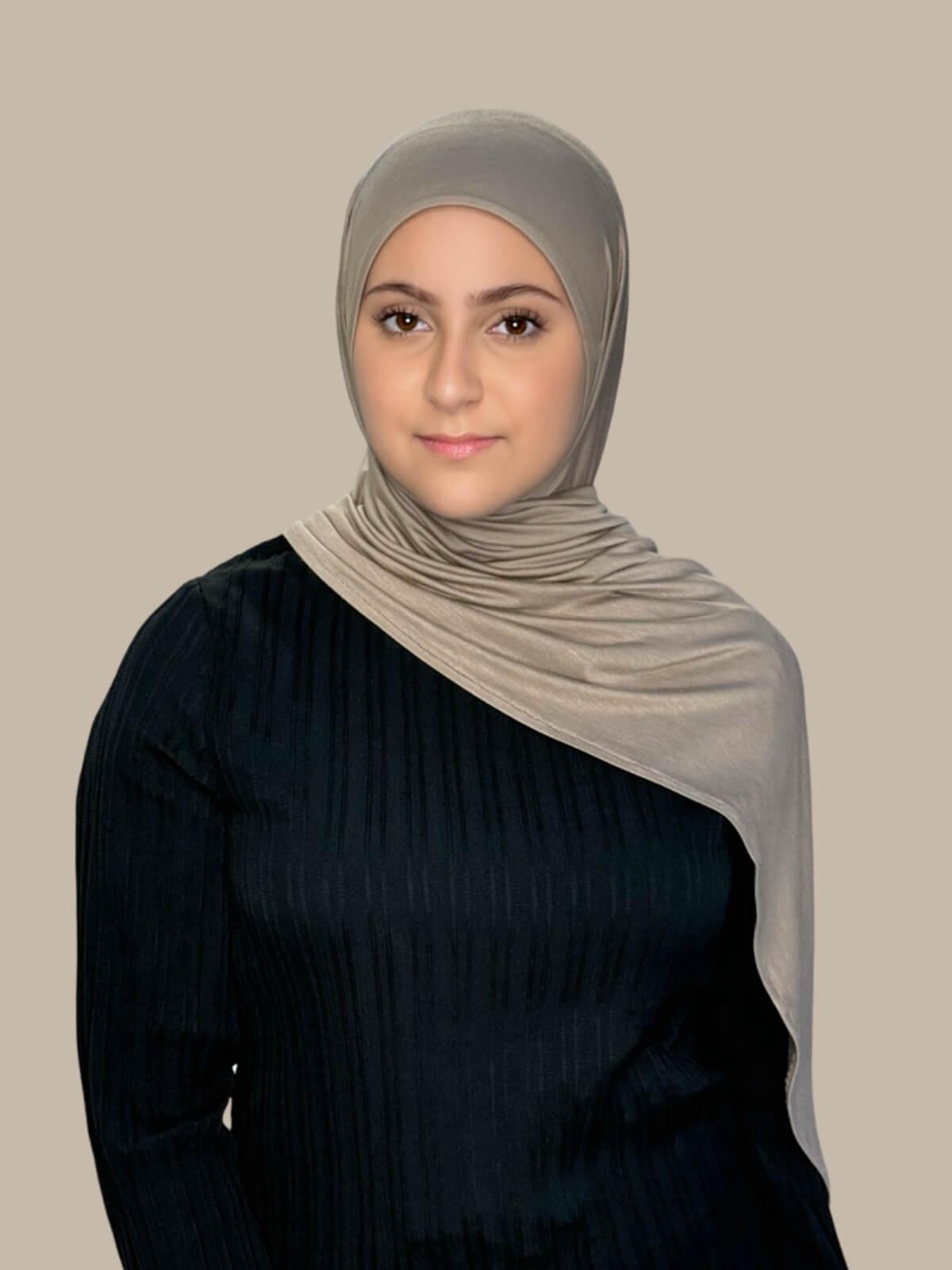 Stylish Pre-Sewn Jersey Hijab for Women - Soft & Comfortable Desert Color - Perfect for Daily Wear, Work, and Prayer