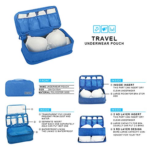 Arinda Waterproof Multi-Functional Storage Bag - Travel Underwear Organizer & Bra Storage Pouch for Closet, Gym, Camping & Vacation Packing