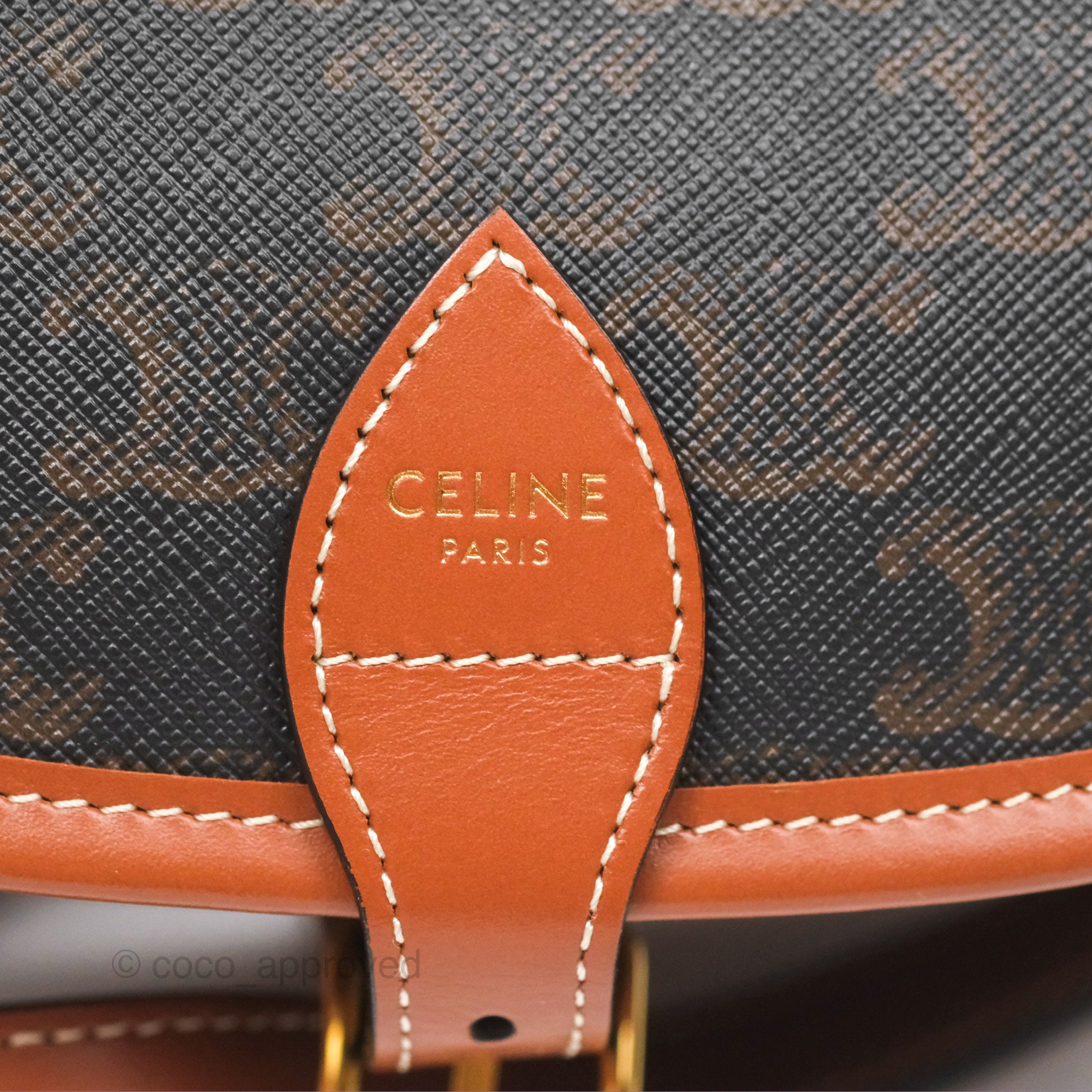Celine Medium Triomphe Canvas Folco Bag in Tan - Luxury Crossbody Handbag for Women, Perfect for Work, Travel & Everyday Use