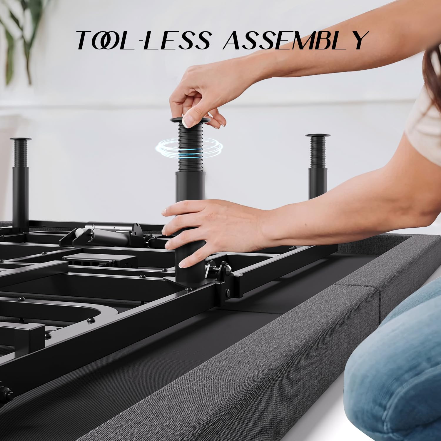 Adjustable Bed Frame Queen Size - Electric Power Base with Wireless Remote, Zero Gravity, Under-Bed Lighting & 2 USB Ports | Height Adjustable Legs | Perfect for Back Pain Relief, Reading & Relaxing in Bedroom