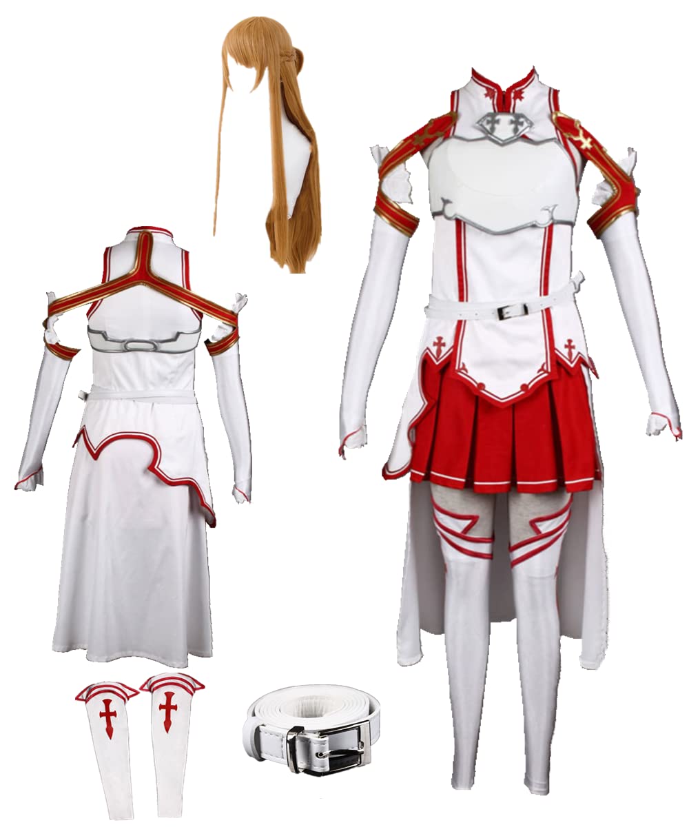 SAO Asuna White Sleeveless Coat & Red Skirt Cosplay Costume for Women - Anime Game Halloween Outfit | Perfect for Conventions, Cosplay Events & Themed Parties