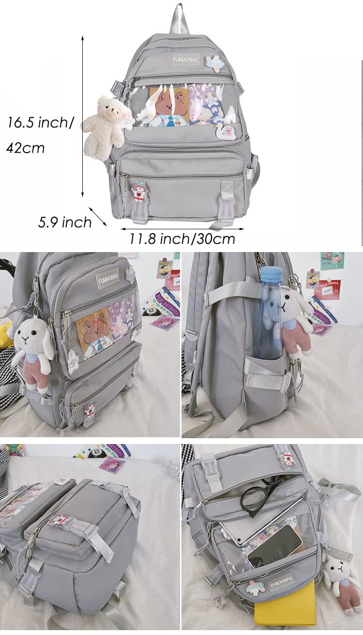 Cute Kawaii Aesthetic Backpack for College - Stylish Laptop Bag with Pockets for School Supplies, Perfect for Students & Teens | School, Travel & Daily Use