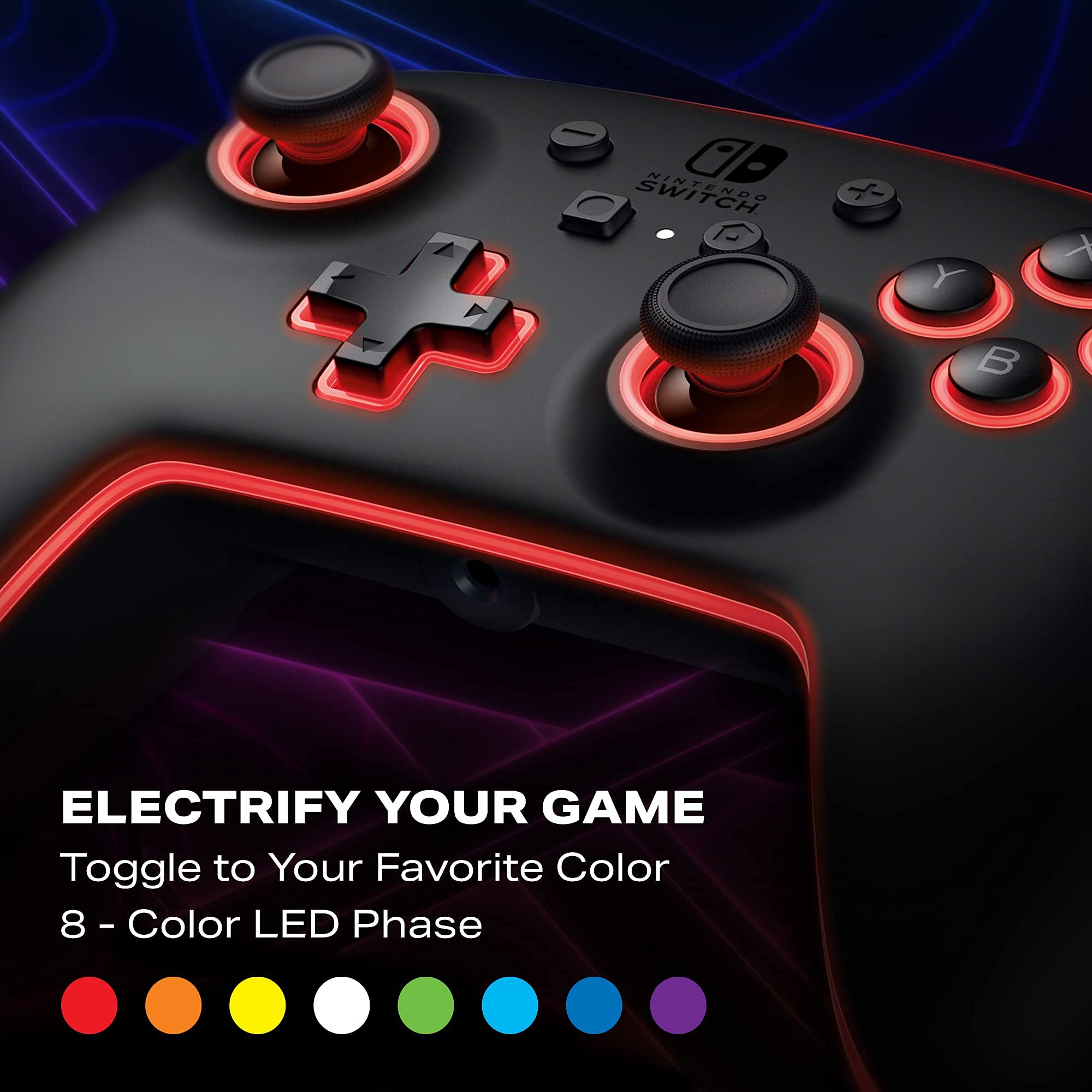 PowerA Spectra Enhanced Wired Controller for Nintendo Switch - Officially Licensed Gaming Gamepad with LED Light Effects | Perfect for Mario Kart, Super Smash Bros & Multiplayer Gaming Sessions