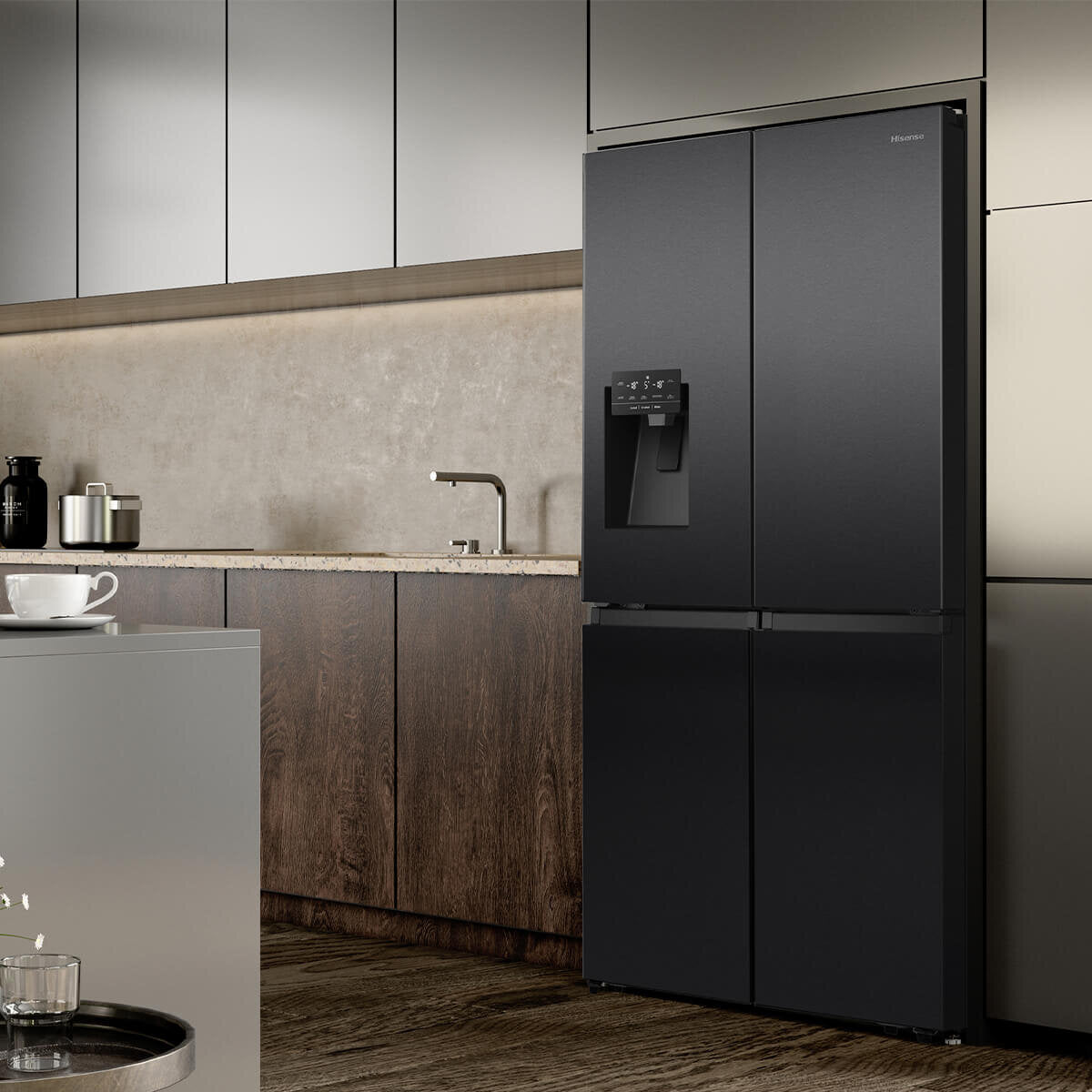 Hisense 585L PureFlat Eclipse Refrigerator - Dark Stainless Steel HRCD586TBWB - Large Capacity French Door Fridge for Modern Kitchen & Family Use