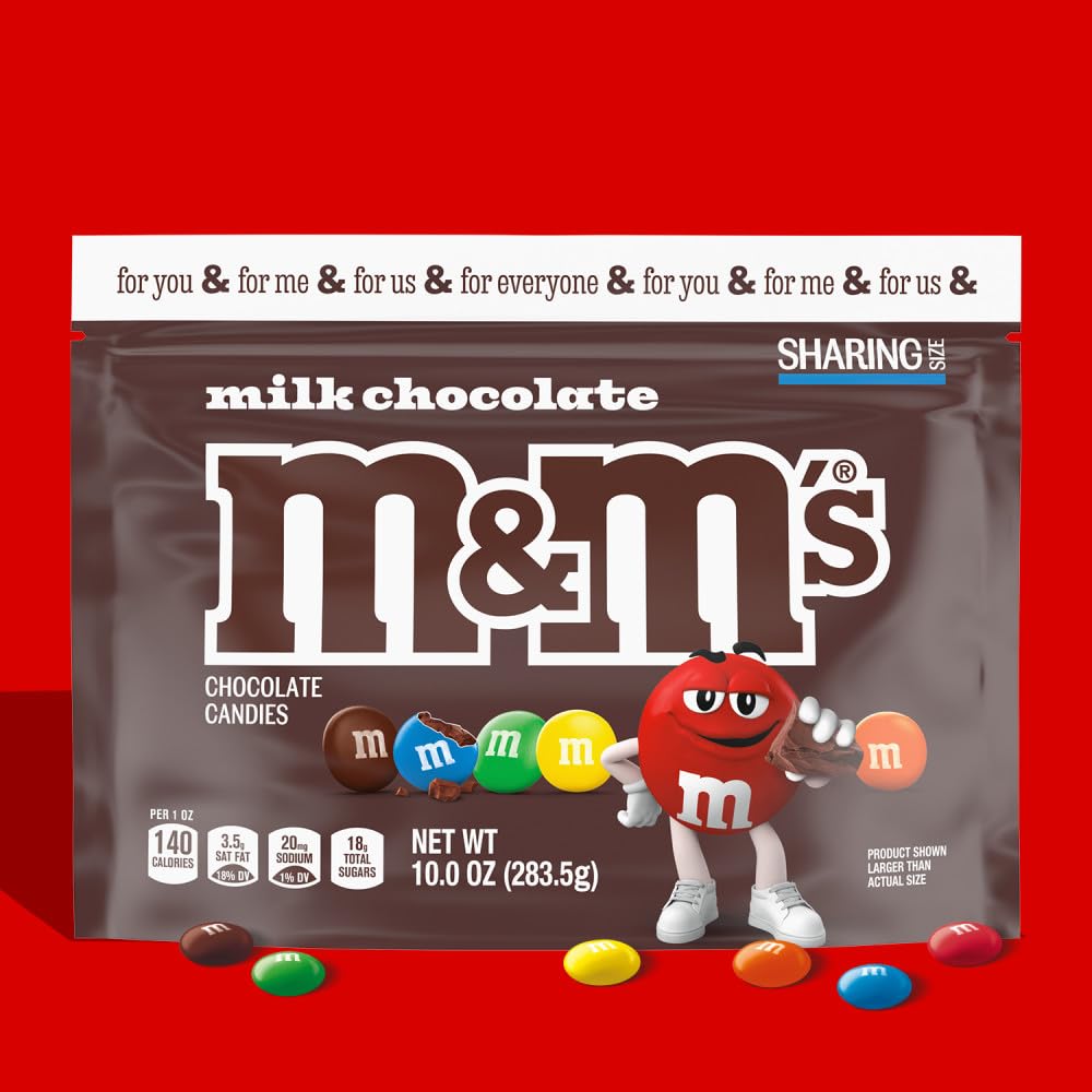 M&M'S Milk Chocolate Candy - 10 oz Resealable Sharing Size Bag - Perfect for Parties, Movie Nights & Office Snacks