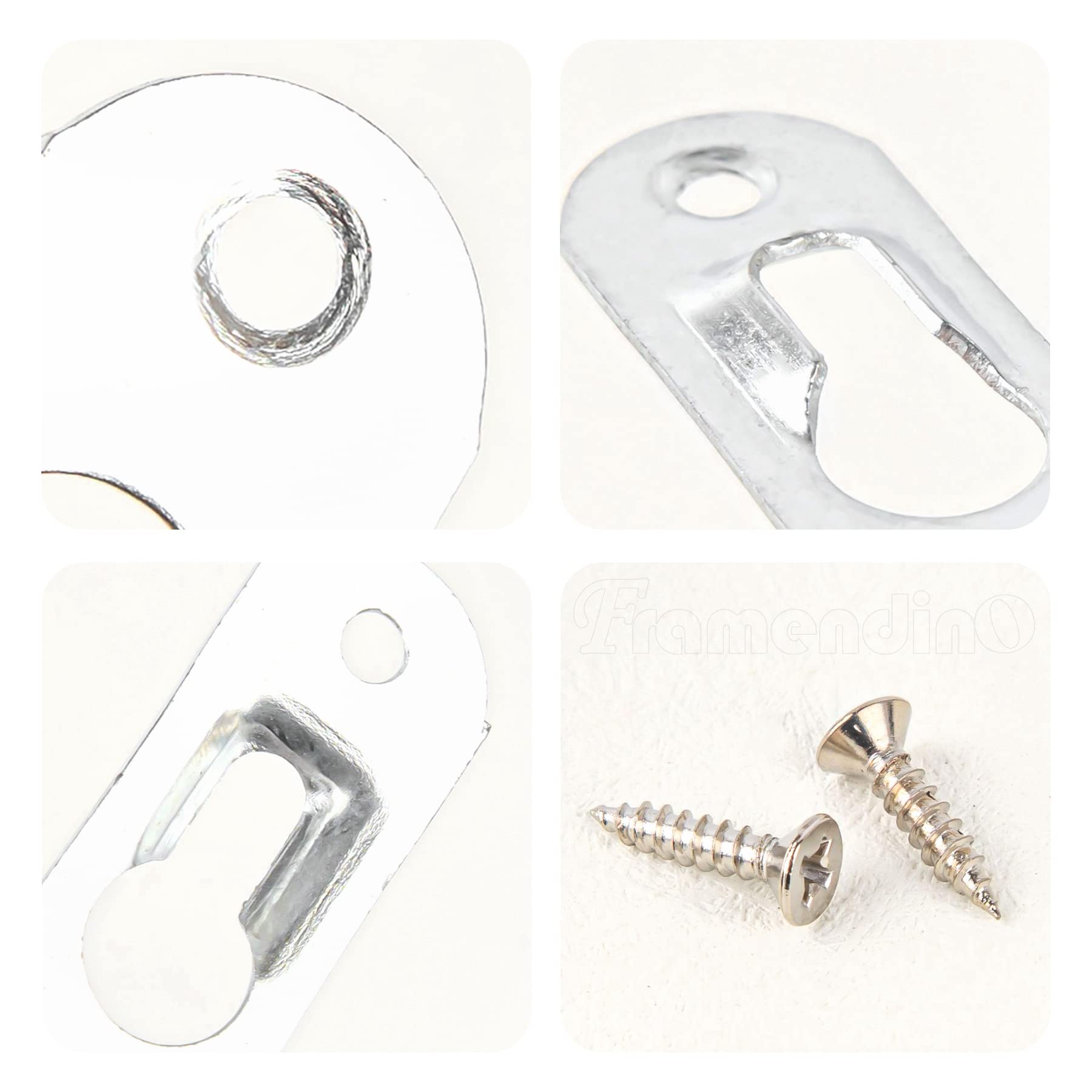 20 Pack Silver Metal Keyhole Hangers with Screws - 43mm x 16mm Picture Hanging Brackets for Mirrors, Frames & Wall Art - Easy DIY Home Decor Installation