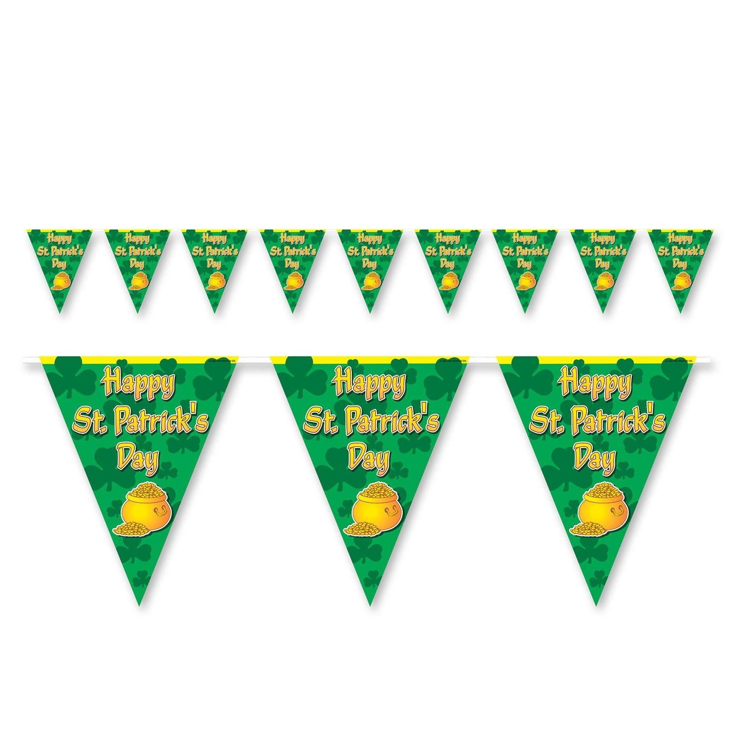 12 Pack St. Patrick's Day Pennant Banner - Green Shamrock Decorations for Party, Home & Pub - Perfect for Irish Themed Celebrations & Festive Decor