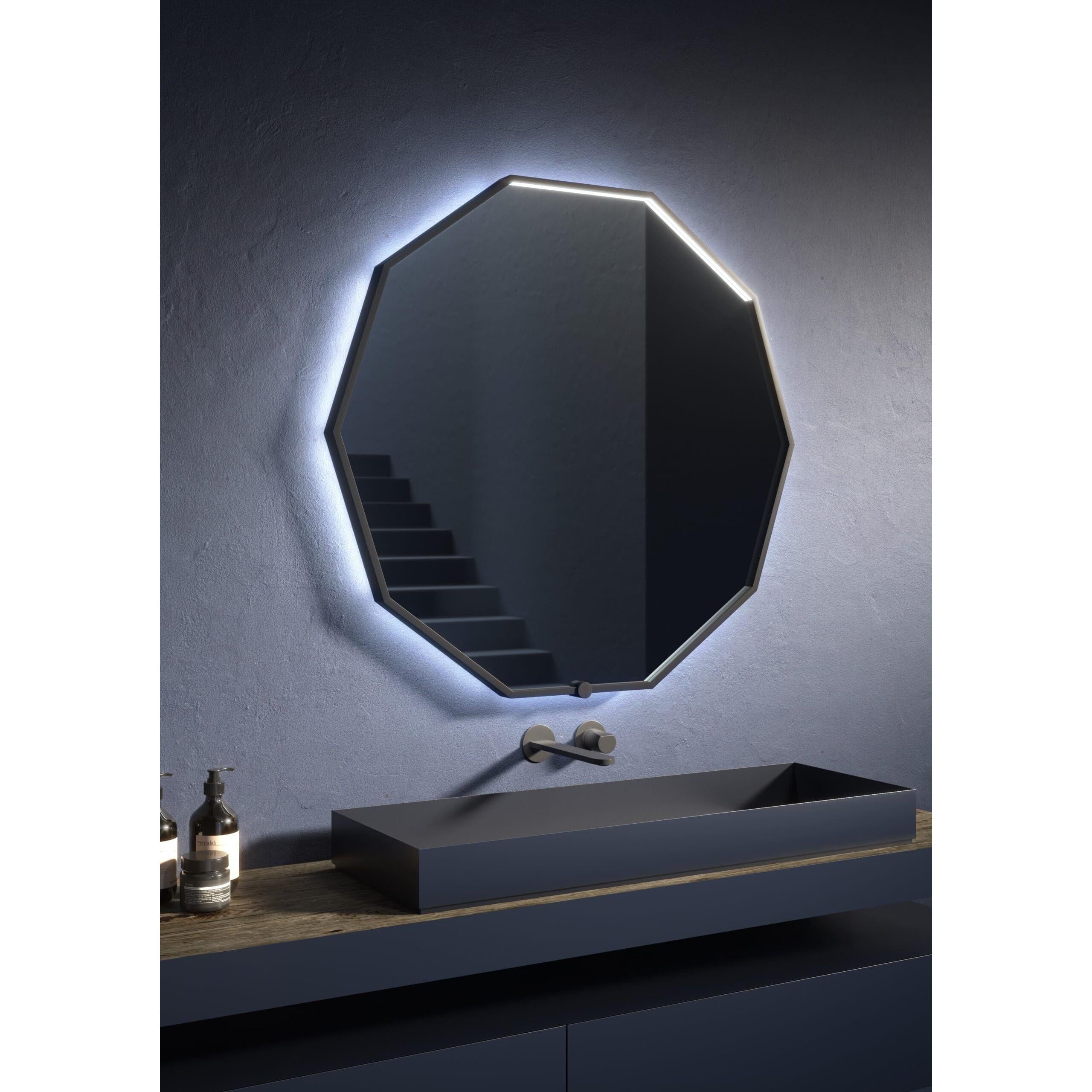 30 Inch LED Lighted Mirror with Black Frame - Oxygen Deca 3 1002 15 Modern Bathroom Vanity Mirror for Makeup & Shaving | Perfect for Bedroom, Dressing Room & Salon