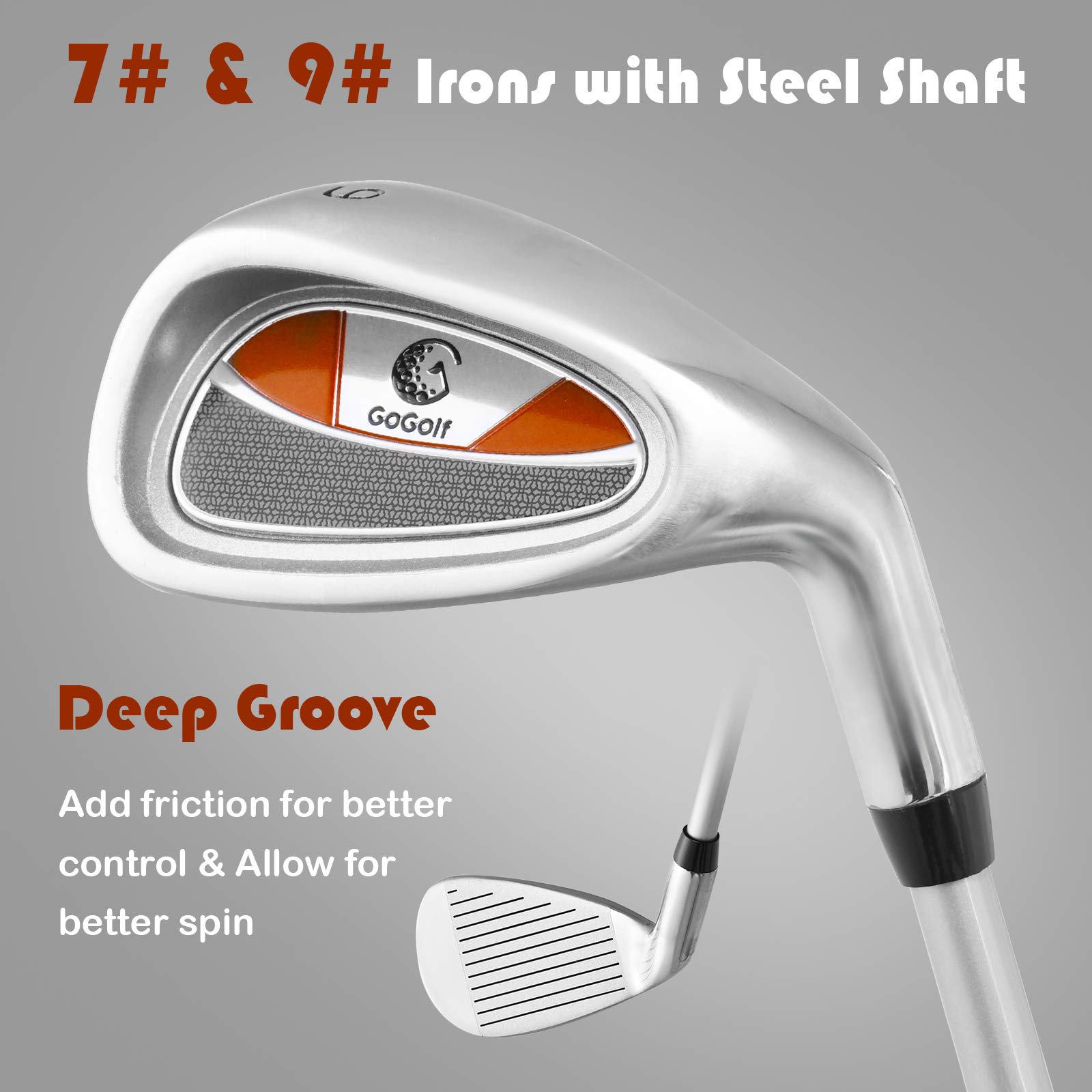 **Best Kids Golf Clubs Set for Boys & Girls Ages 11-13 - Right Hand Orange Youth Golf Clubs with Stand Bag, 3# Wood, 7# & 9# Irons, Putter, Head Cover & Rain Hood - Perfect for Junior Golf Training & Outdoor Sports**