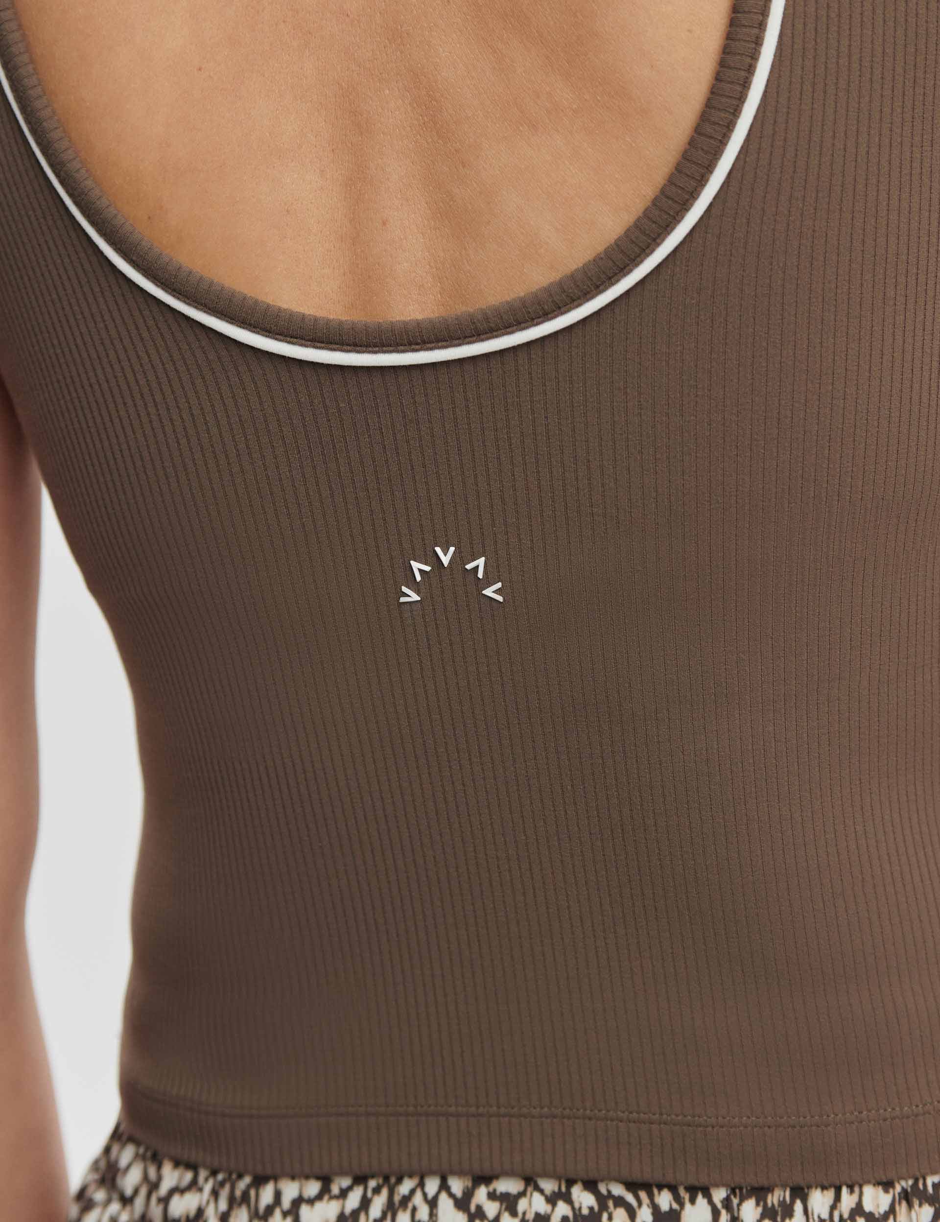 Barney Piped Tank Top - Chocolate Chip Color | Women's Casual Sleeveless Shirt for Summer, Beach & Outdoor Activities