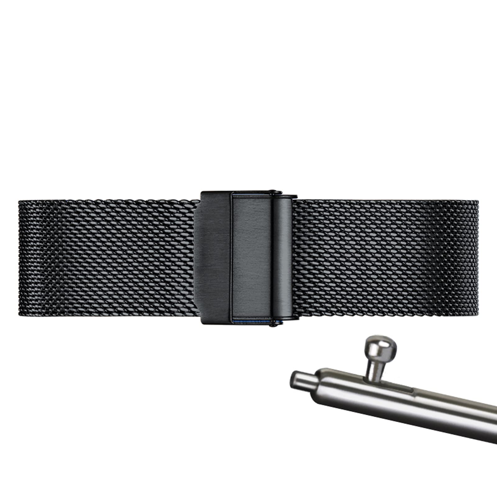 Quick Release Mesh Watch Strap - Stainless Steel, Black, 23mm for Men & Women | Gym & Office Wear