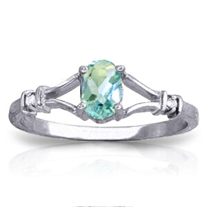 0.46 Carat 14K Solid White Gold Blue Topaz and Diamond Teardrop Ring for Women - Perfect for Engagement, Anniversary Gifts & Special Occasions