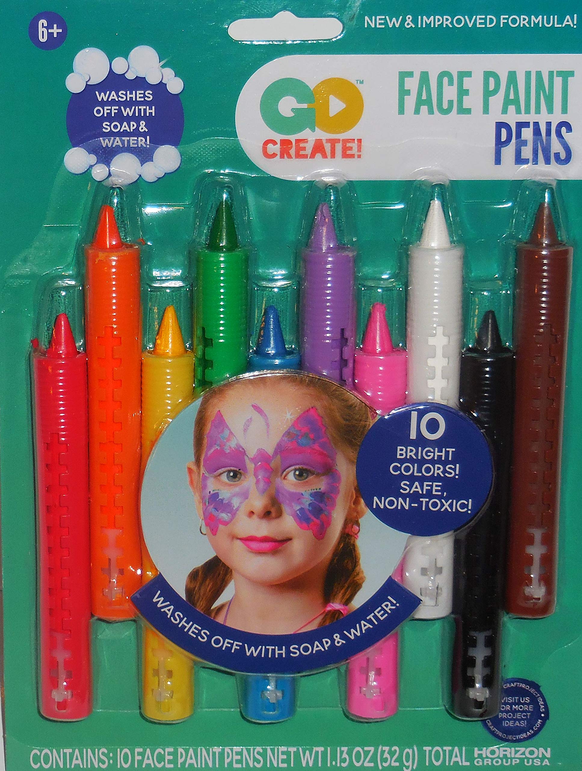 10 Pack Kids Craft Paint Pens for Face Painting - Non-Toxic, Washable, Vibrant Colors for DIY Art, Halloween Costumes & Party Activities