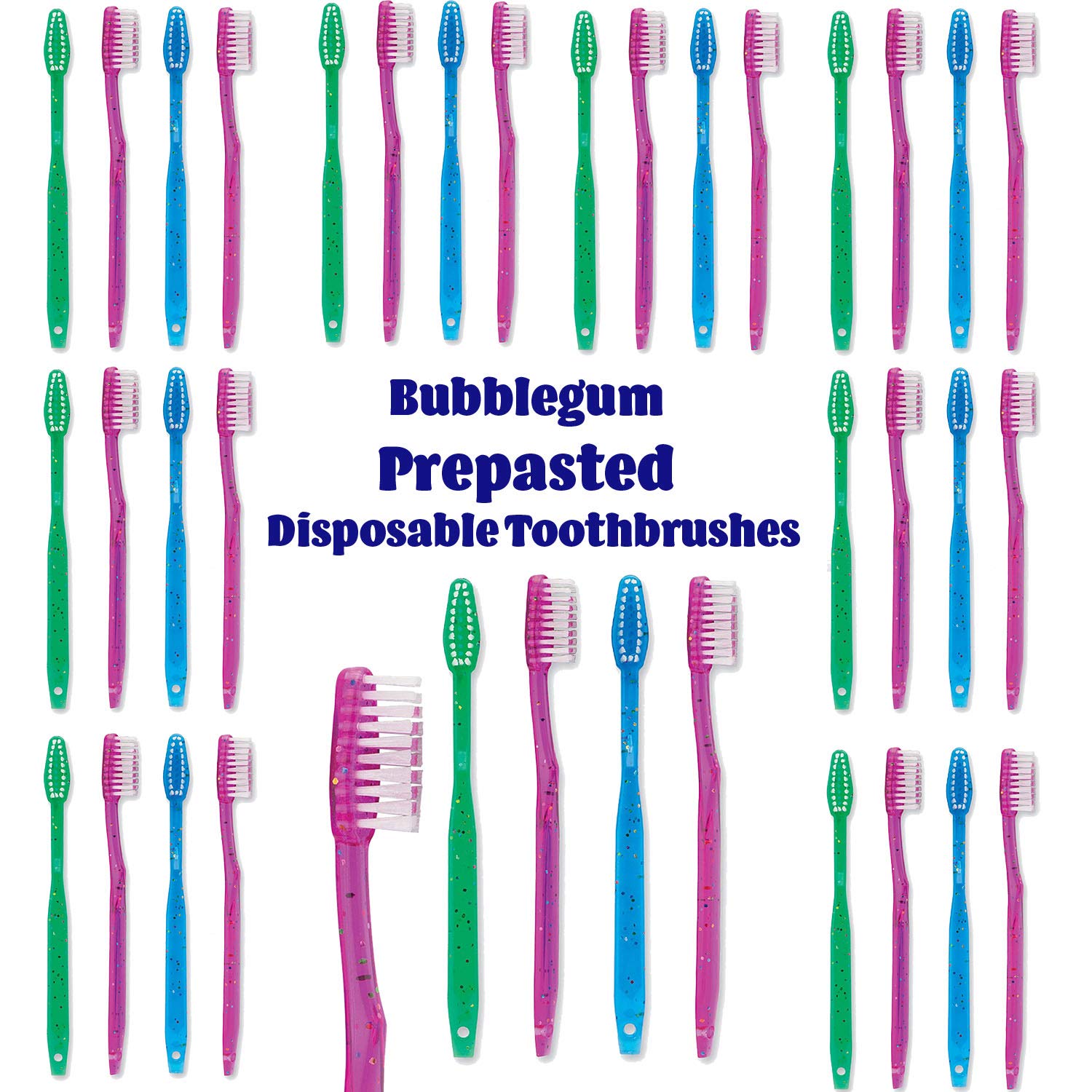 **Kids Prepasted Toothbrushes Individually Wrapped - Bubblegum Flavored Disposable Toothbrushes with Sparkles (36 Pack) - Perfect for Travel, School, Parties & On-the-Go Oral Care**