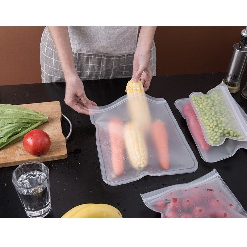 Reusable Ziplock Food Storage Bags for Vegetables, Fruits & Meal Prep - Airtight Plastic Zip Seal Bags for Refrigerator, Freezer & Pantry Organization | Perfect for Fresh Produce, Snacks & Leftovers