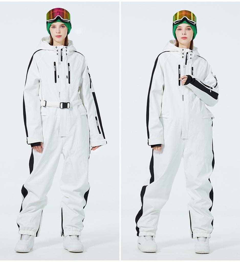 ALSOGO Women's Waterproof Insulated Ski Suit - Winter Snowsuit Jumpsuit with Detachable Belt for Skiing, Snowboarding & Outdoor Activities | Warm Snowwear for Cold Weather Adventures