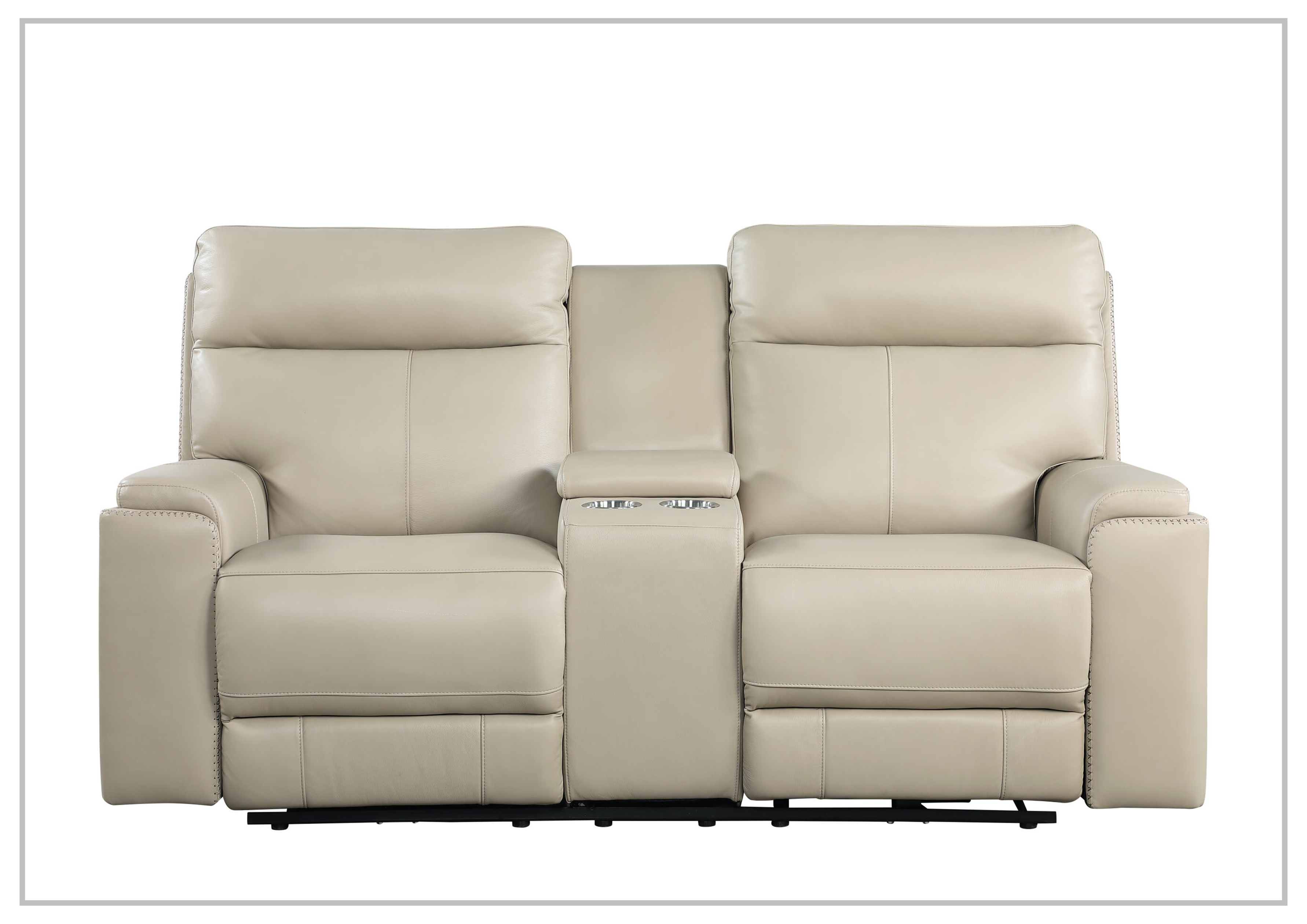 Gio Italia Bruna 2-Seater Genuine Leather Power Reclining Sofa with Console - Modern Living Room Furniture for Home Theater & Relaxation