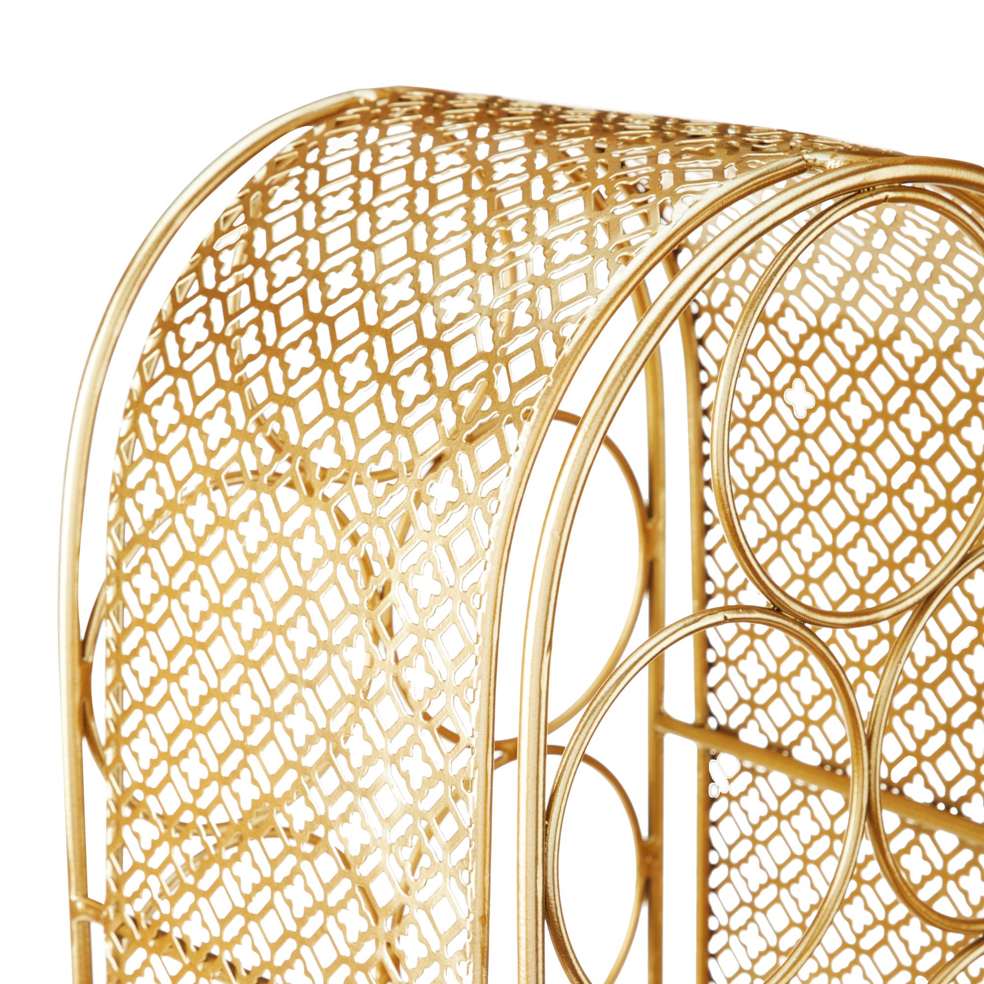 Twine Trellis Wine Rack - Holds 7 Bottles, Gold Countertop Wine Storage Organizer, Durable Cast Iron Design - Perfect for Kitchen Counter, Bar, Dining Room & Wine Cellar Decor