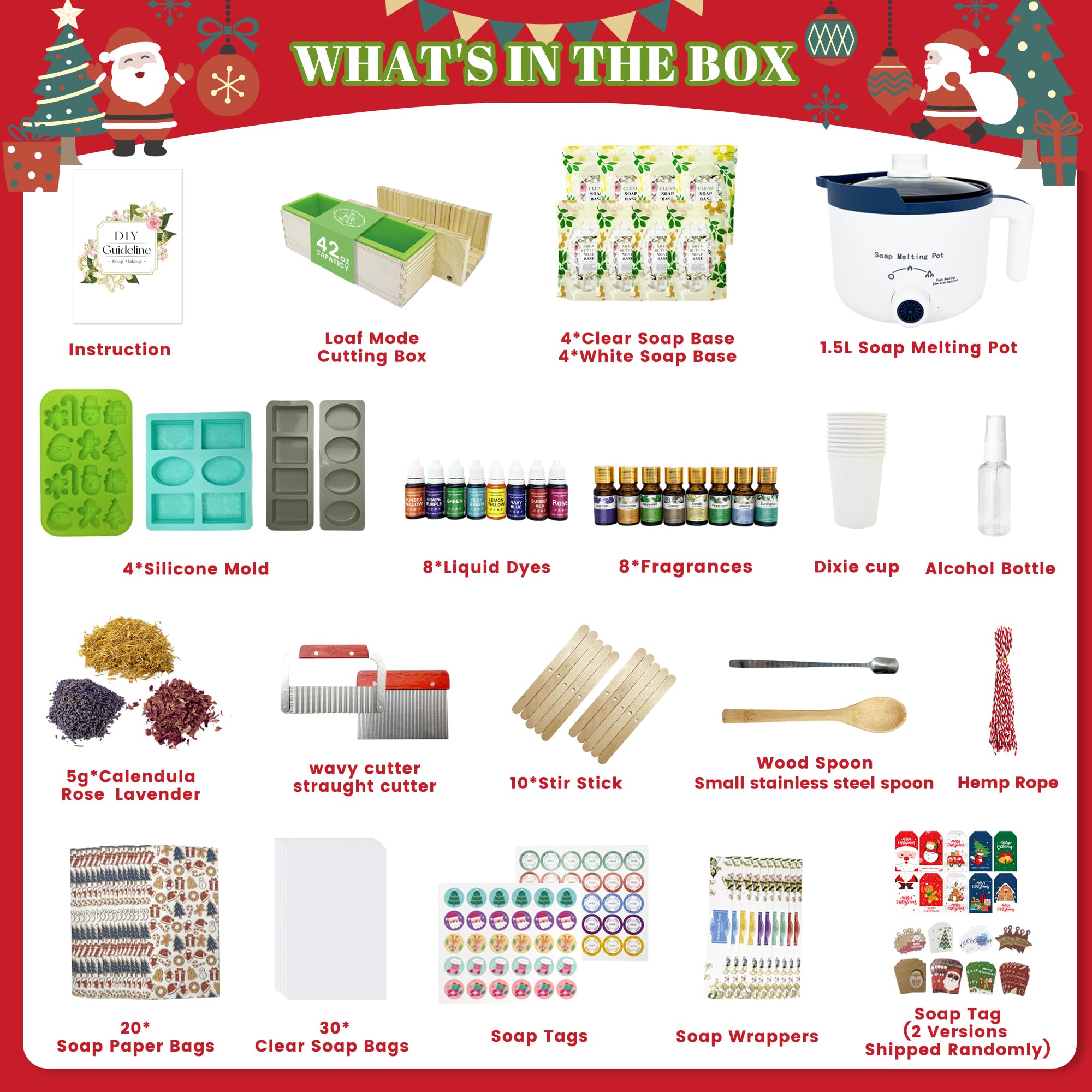 Premium Christmas Soap Making Kit for Adults - DIY Soap Crafting Set with Melter, Base, Fragrance Oils, Dyes & Molds - Perfect Holiday Gift for Beginners - Great for Christmas Gifts, Birthday Presents & Creative Home Activities