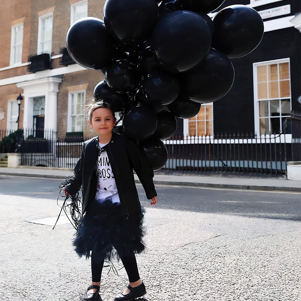 80pcs Black Balloons Kit - 12 Inch & 5 Inch Latex Balloons with Strings for Decorations | Perfect for Black Theme Weddings, Birthday Parties, Graduations, New Year & Engagement Celebrations | Create Stunning Balloon Garlands & Photo Backdrops