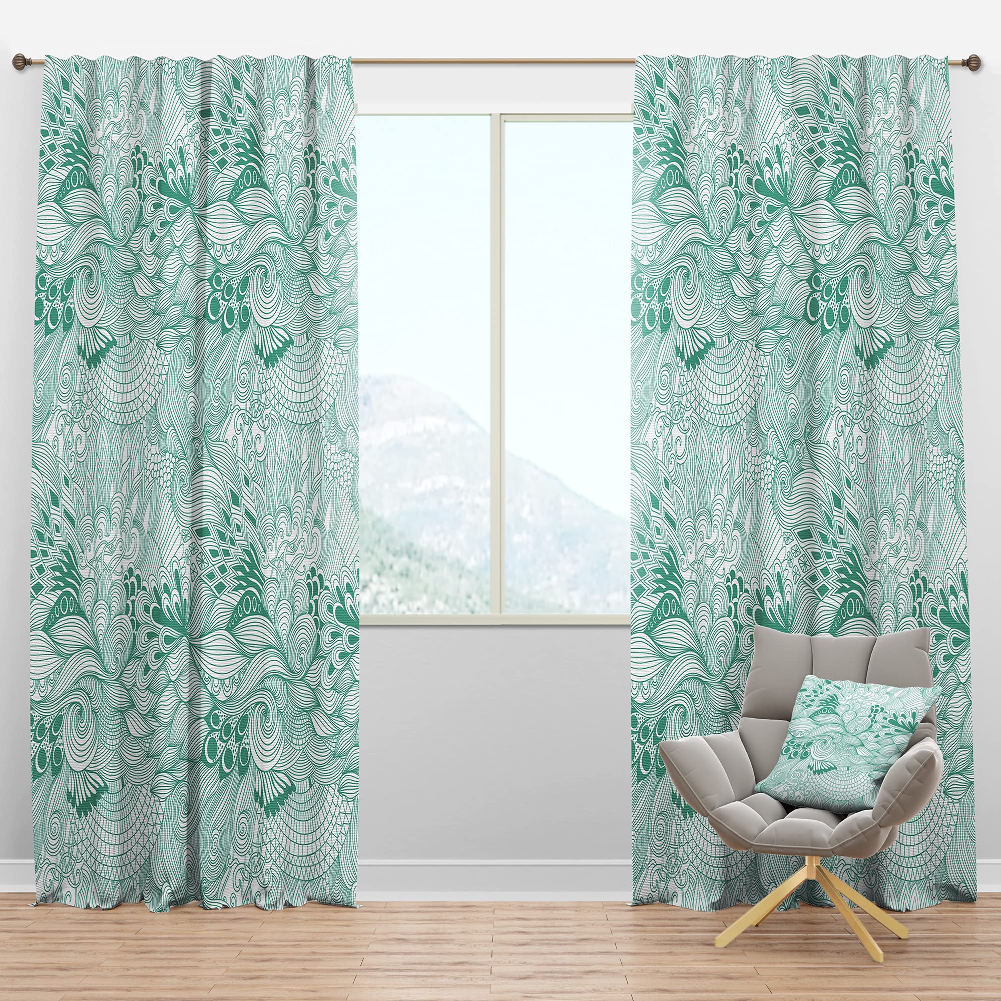 DesignQ Blackout Curtains - Thermal Insulated Abstract Pattern Drapes with Colorful Ornament | 52x90 Inch Single Panel for Bedroom & Living Room | Blocks Light & Noise for Better Sleep & Privacy