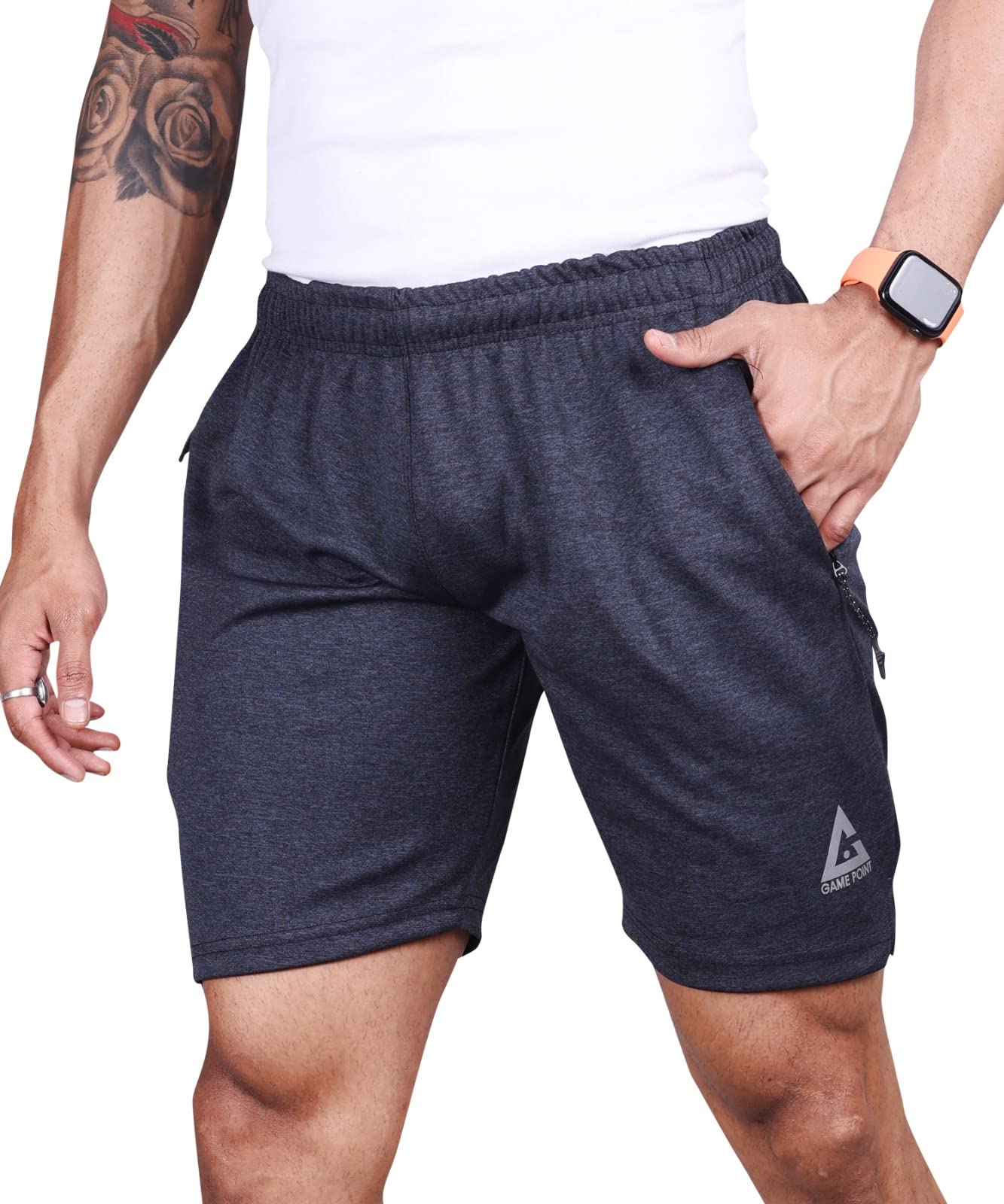 Men's Athletic Running Shorts - Lightweight Quick-Dry Gym Workout Shorts for Men (Size L, Grey/Black) - Perfect for Jogging, Basketball & Training